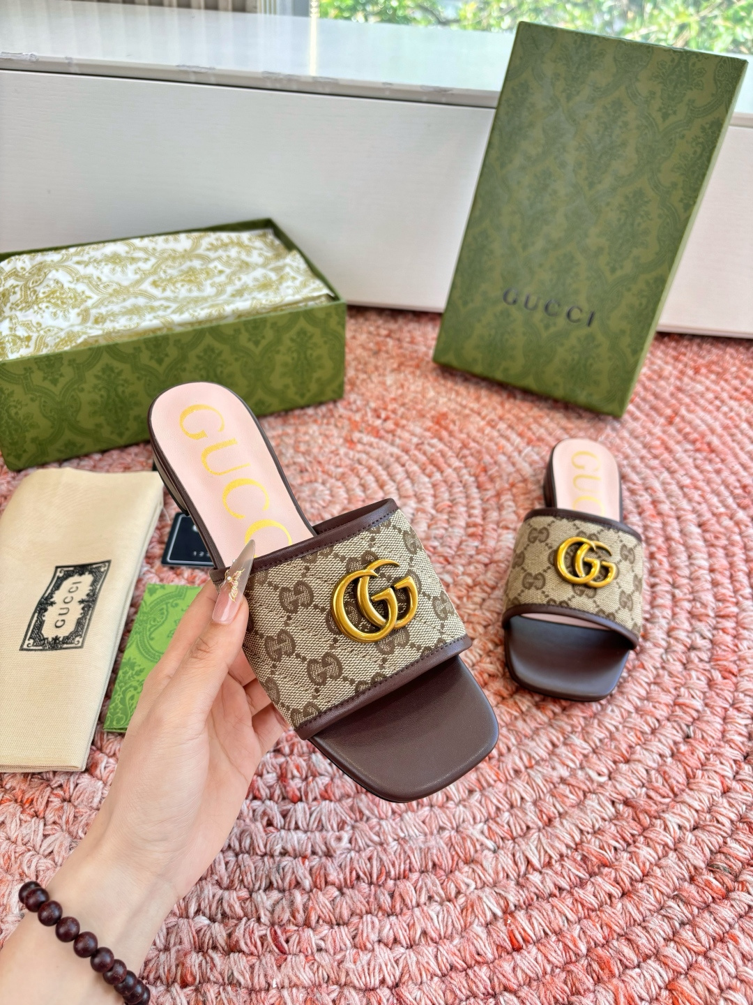 🌾G678所见即所得代购级别顶级版本 GUCCI古驰女士厚底拖鞋包头穆勒鞋拖鞋火爆全网100周年秀场大爆