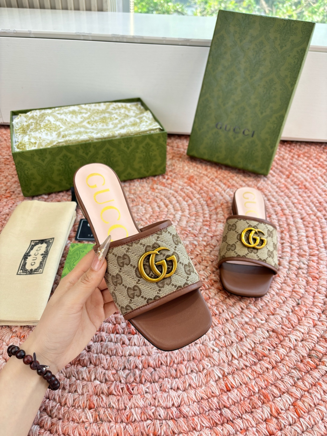 🌾G678所见即所得代购级别顶级版本 GUCCI古驰女士厚底拖鞋包头穆勒鞋拖鞋火爆全网100周年秀场大爆