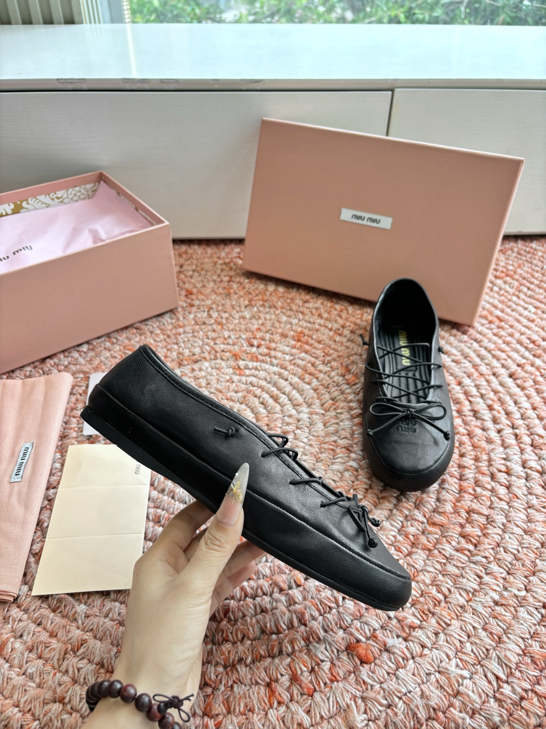 🌾G0286代购级Miu Miu 缪缪玛丽珍单鞋女士蝴蝶结装饰缎面芭蕾舞独家高版 Miu Miu新款平底