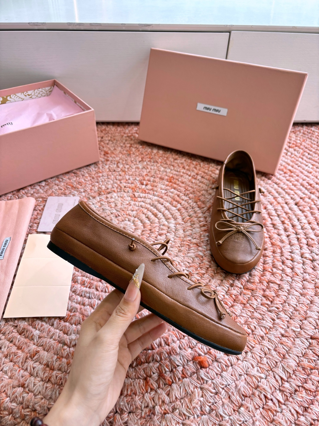 🌾G0286代购级Miu Miu 缪缪玛丽珍单鞋女士蝴蝶结装饰缎面芭蕾舞独家高版 Miu Miu新款平底