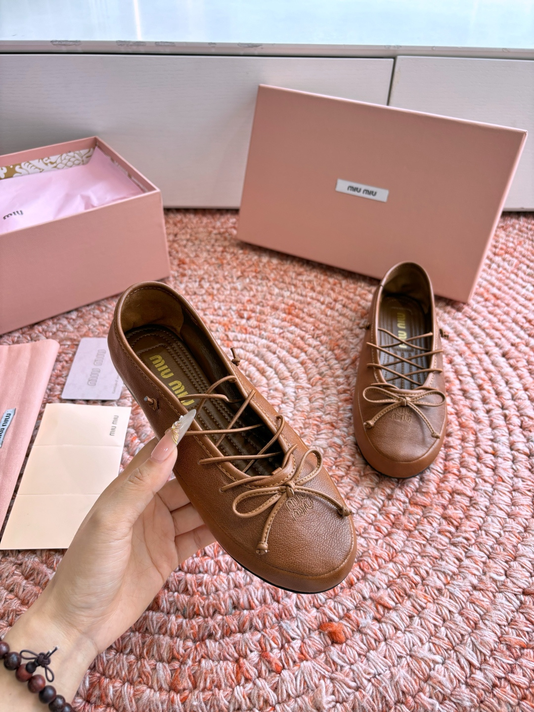 🌾G0286代购级Miu Miu 缪缪玛丽珍单鞋女士蝴蝶结装饰缎面芭蕾舞独家高版 Miu Miu新款平底