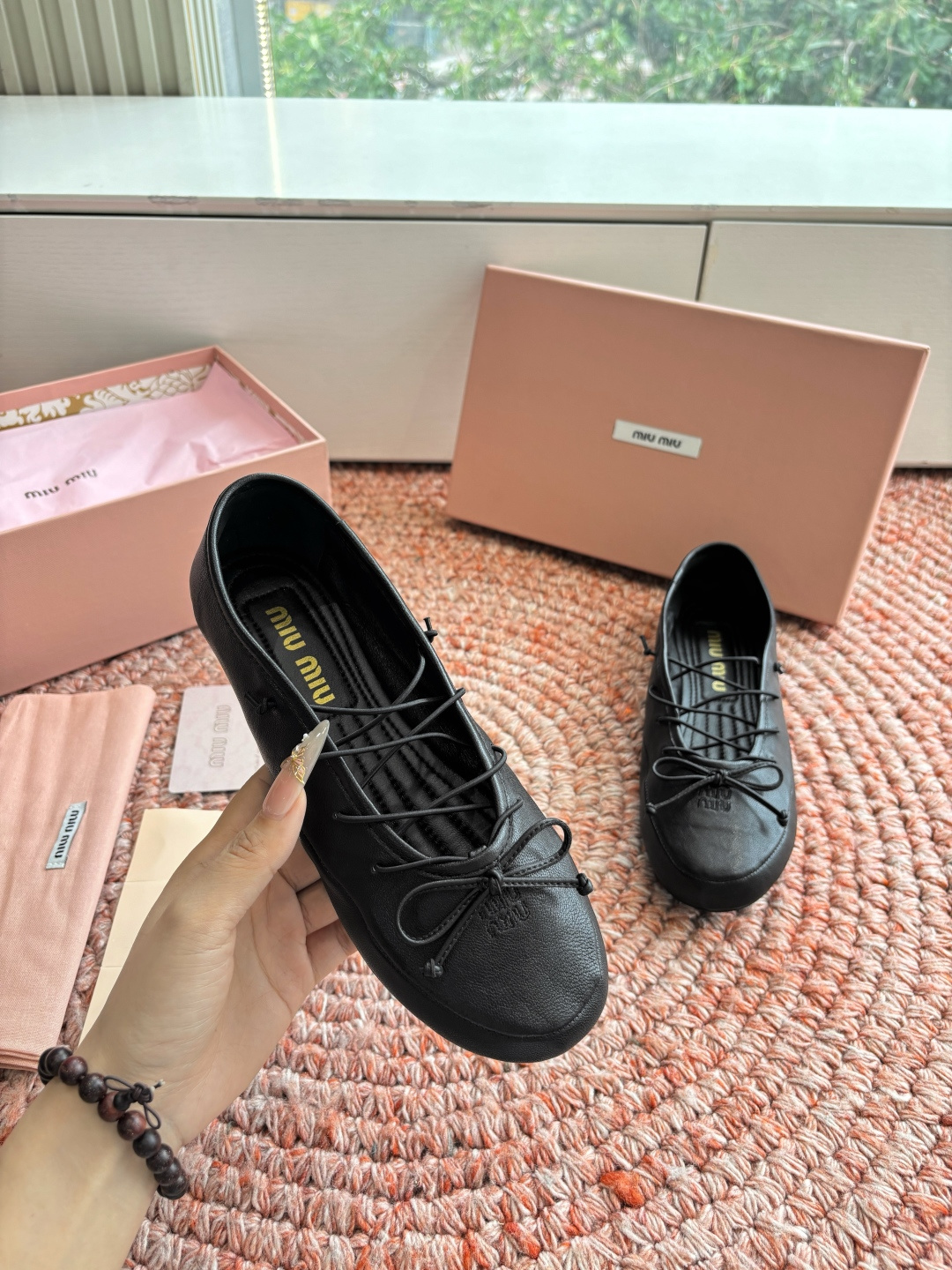 🌾G0286代购级Miu Miu 缪缪玛丽珍单鞋女士蝴蝶结装饰缎面芭蕾舞独家高版 Miu Miu新款平底