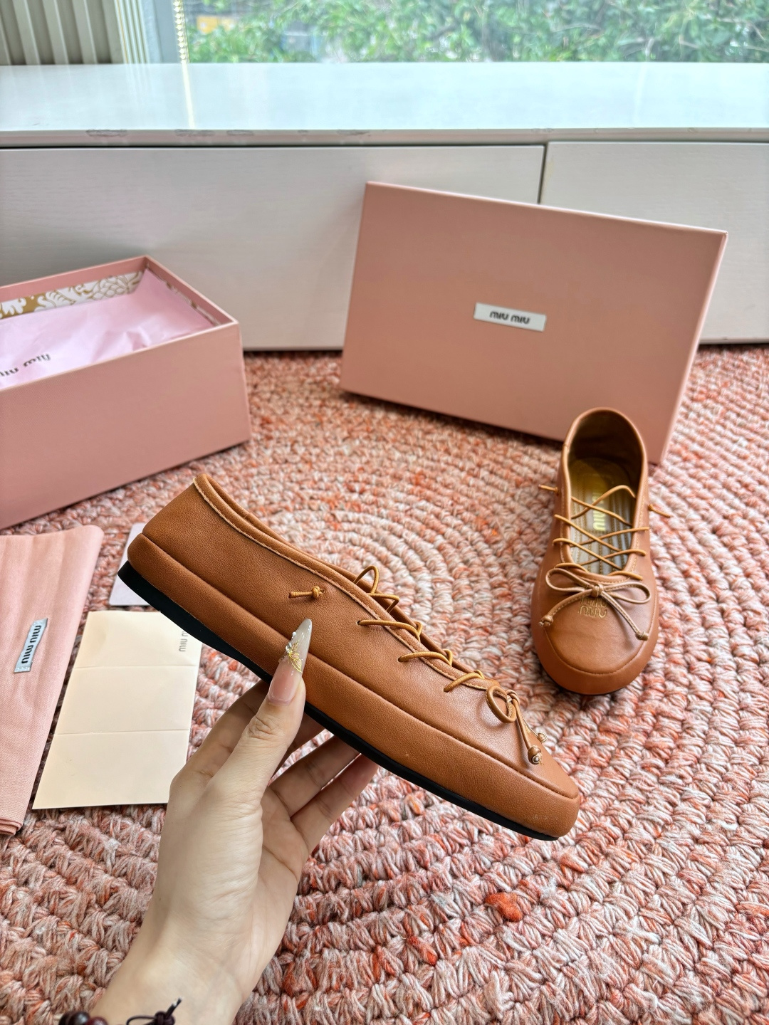 🌾G0286代购级Miu Miu 缪缪玛丽珍单鞋女士蝴蝶结装饰缎面芭蕾舞独家高版 Miu Miu新款平底
