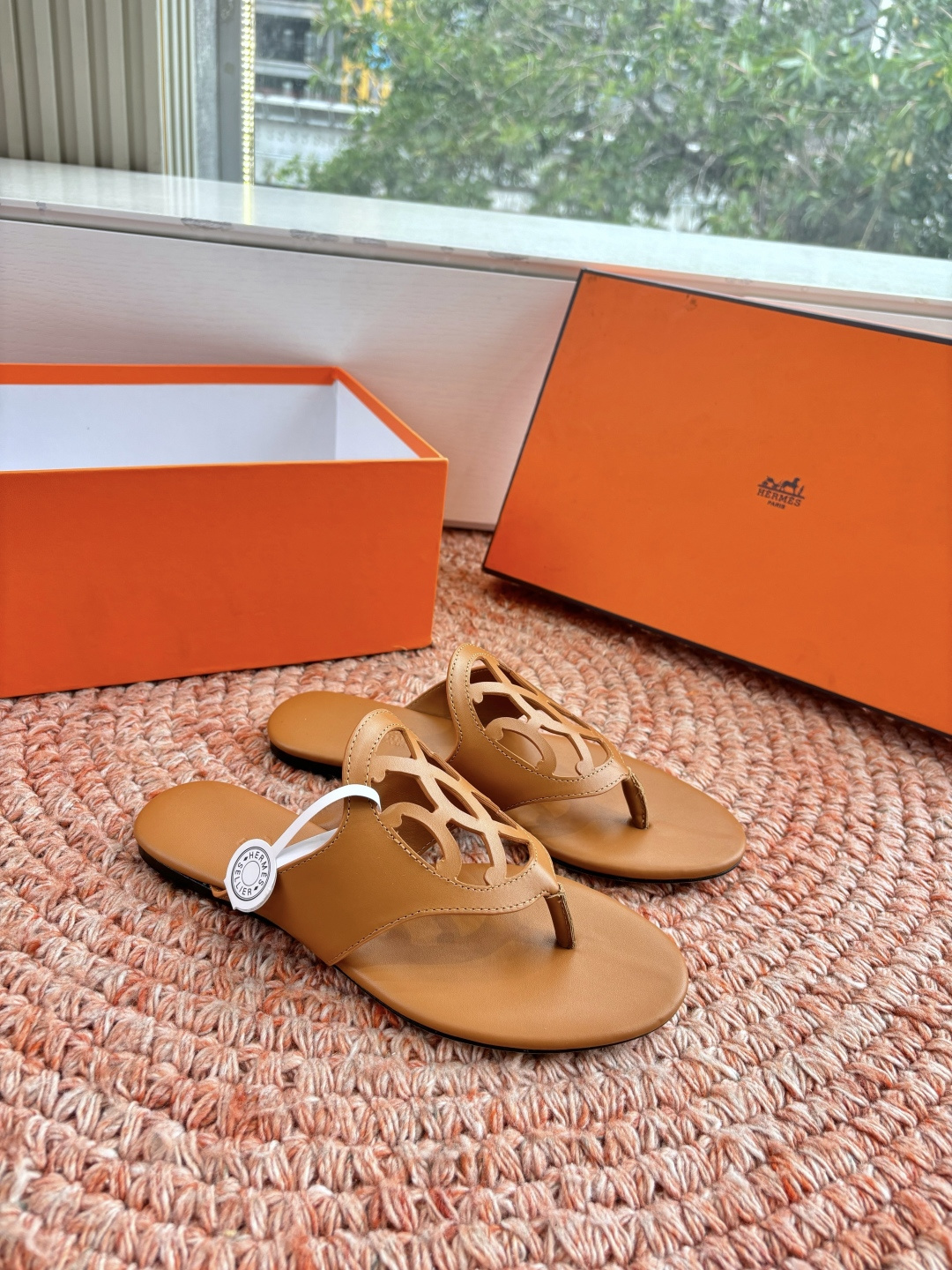 🌾G203高端品质H家 2026春夏新款 HERMES爱马仕H猪鼻子拖鞋一字平底真皮外穿凉鞋女扣平底金属