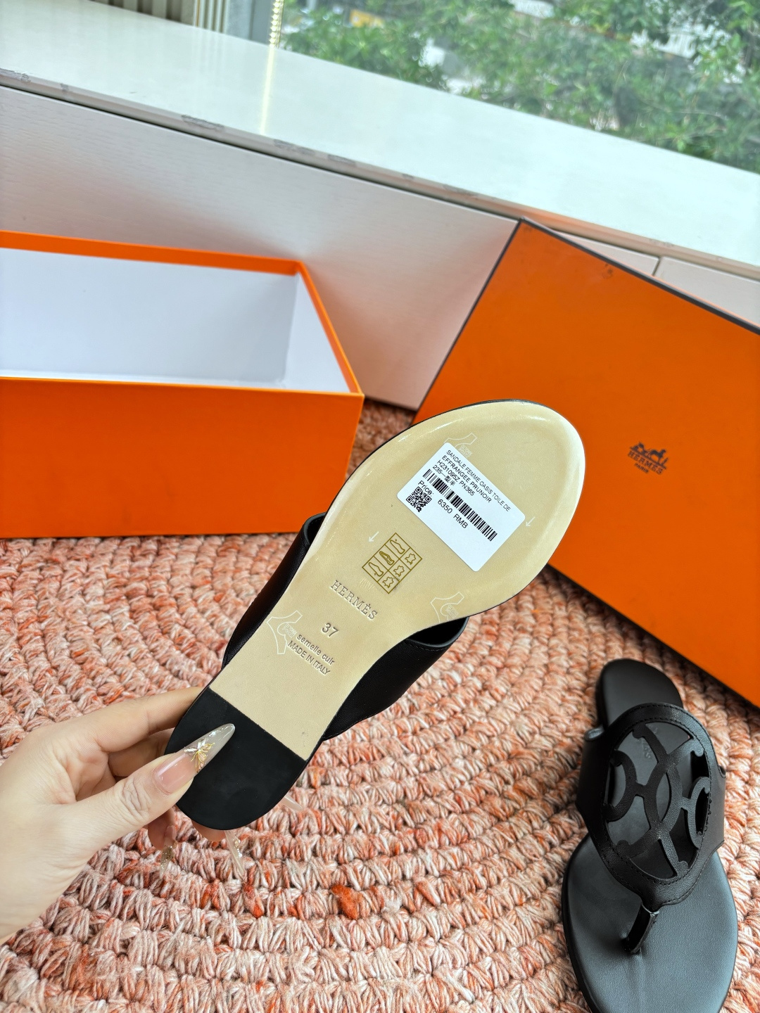 🌾G203高端品质H家 2026春夏新款 HERMES爱马仕H猪鼻子拖鞋一字平底真皮外穿凉鞋女扣平底金属
