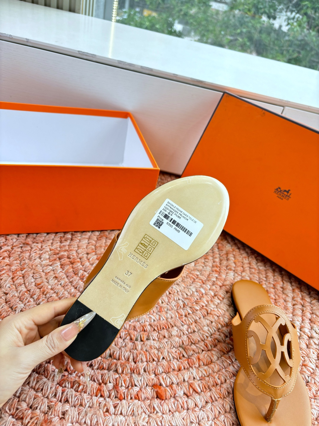 🌾G203高端品质H家 2026春夏新款 HERMES爱马仕H猪鼻子拖鞋一字平底真皮外穿凉鞋女扣平底金属