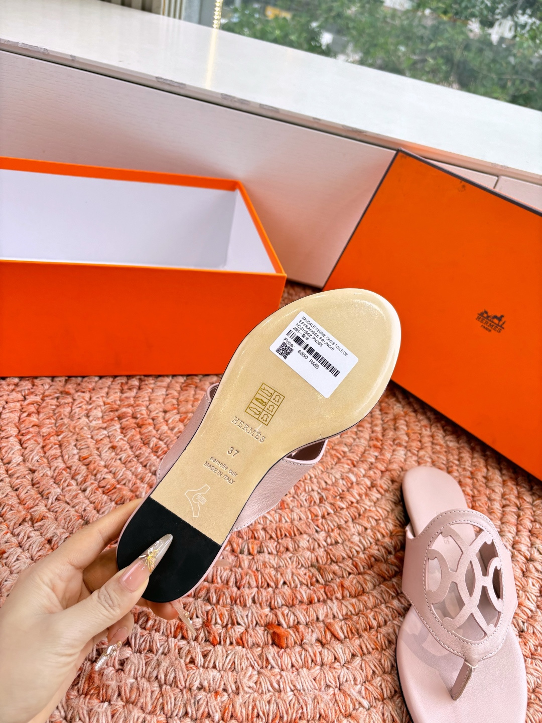 🌾G203高端品质H家 2026春夏新款 HERMES爱马仕H猪鼻子拖鞋一字平底真皮外穿凉鞋女扣平底金属