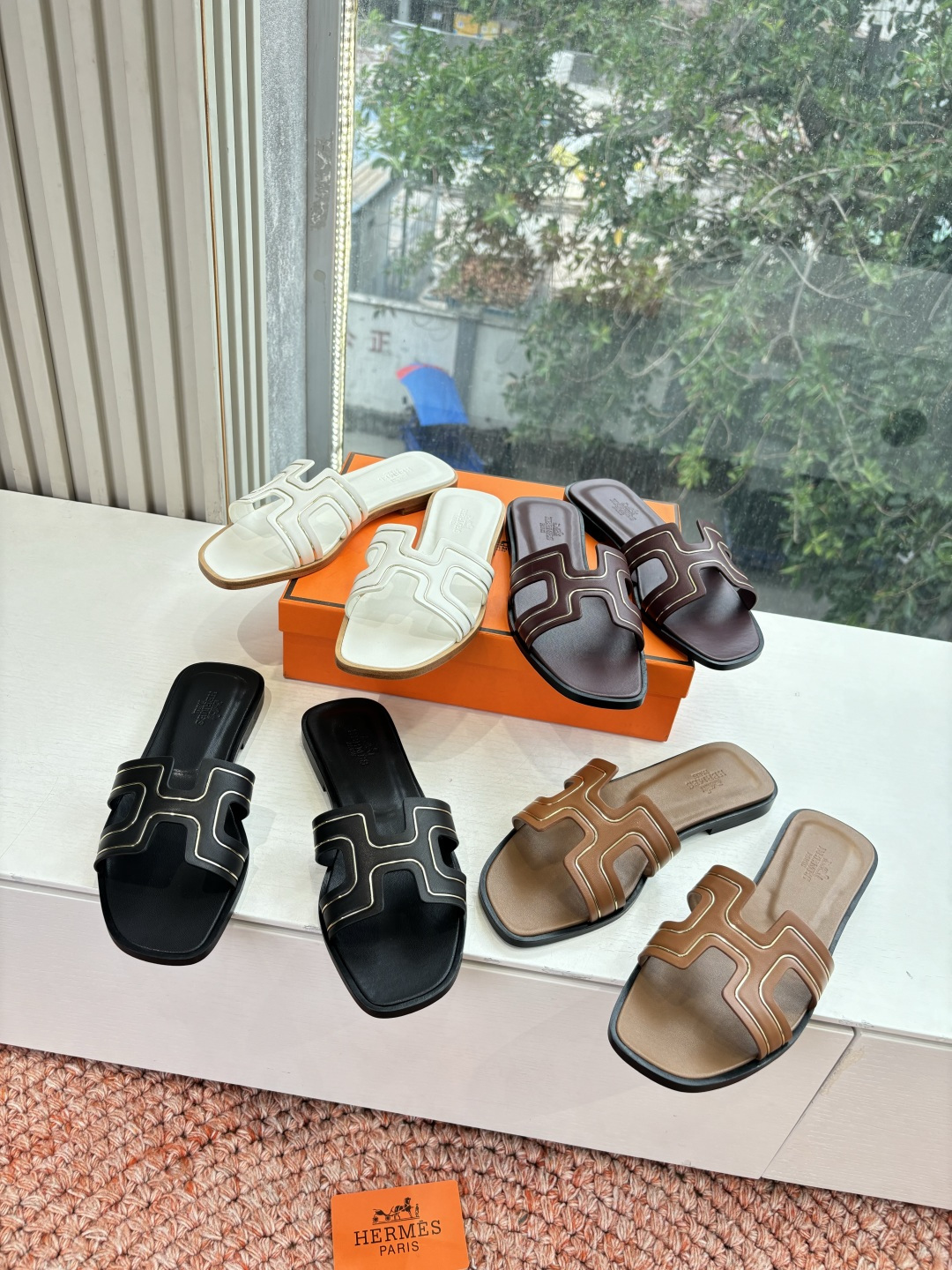 🌾G021高端品质H家 2026春夏新款 HERMES爱马仕H 纯钢kelly锁扣拖鞋一字平底真皮外穿凉