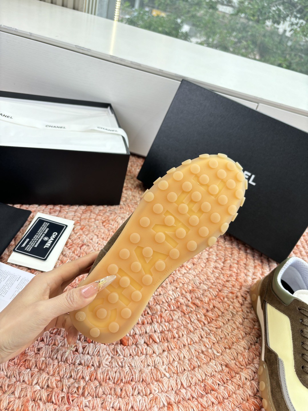 P🌾G266😀CHANEL/香奈儿2026新款小香风麂皮圆头布面运动鞋时尚增高鞋休闲鞋德训鞋面料：磨砂牛