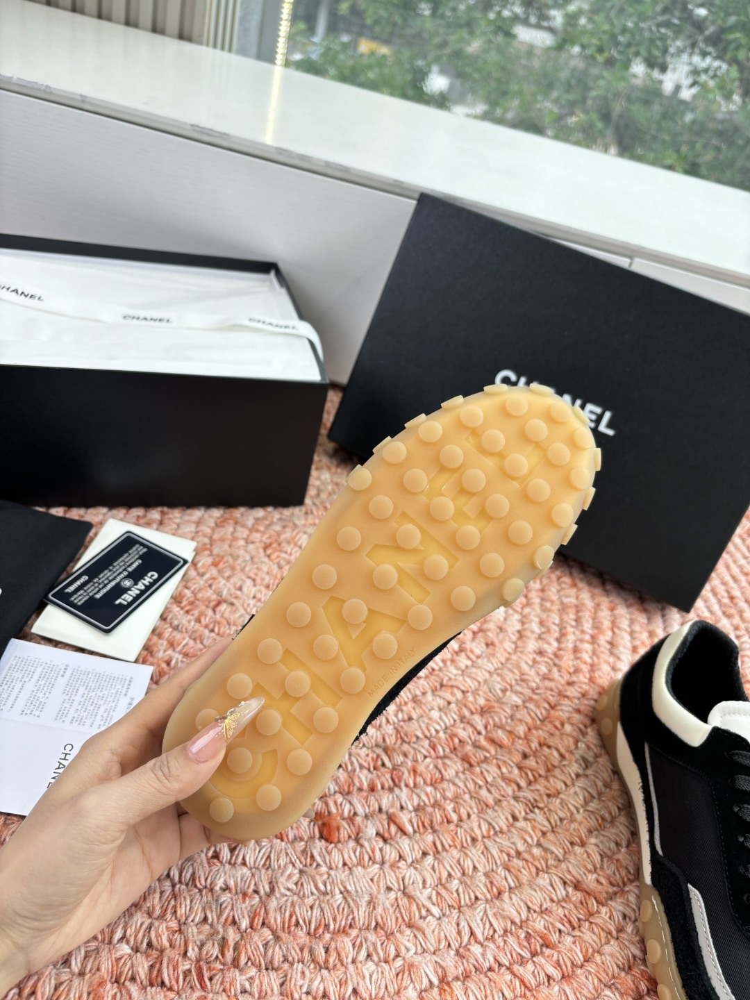 P🌾G266😀CHANEL/香奈儿2026新款小香风麂皮圆头布面运动鞋时尚增高鞋休闲鞋德训鞋面料：磨砂牛