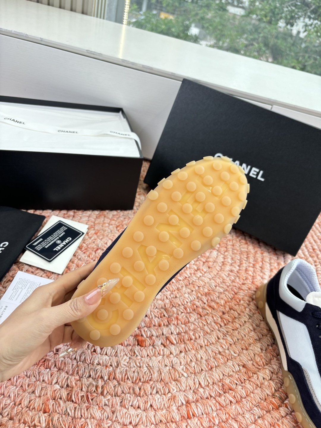 P🌾G266😀CHANEL/香奈儿2026新款小香风麂皮圆头布面运动鞋时尚增高鞋休闲鞋德训鞋面料：磨砂牛