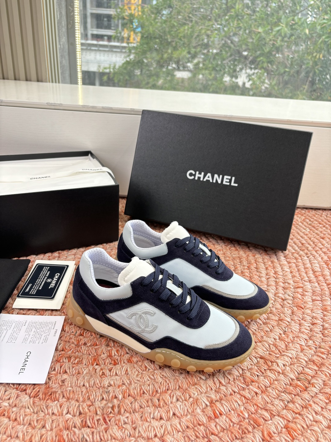 P🌾G266😀CHANEL/香奈儿2026新款小香风麂皮圆头布面运动鞋时尚增高鞋休闲鞋德训鞋面料：磨砂牛