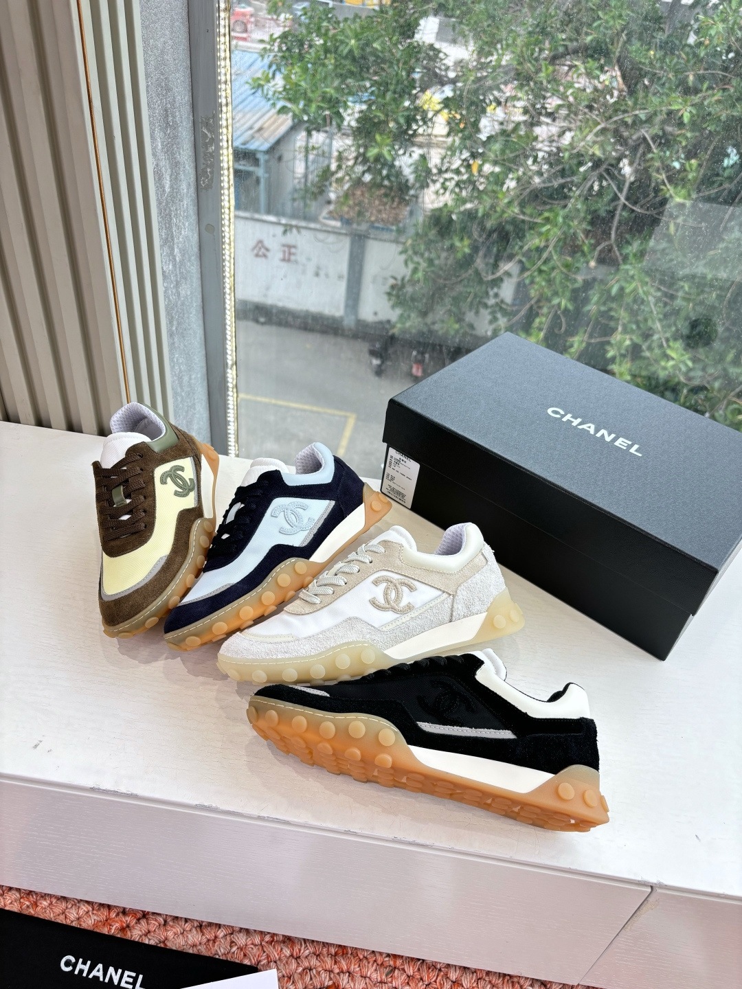 P🌾G266😀CHANEL/香奈儿2026新款小香风麂皮圆头布面运动鞋时尚增高鞋休闲鞋德训鞋面料：磨砂牛