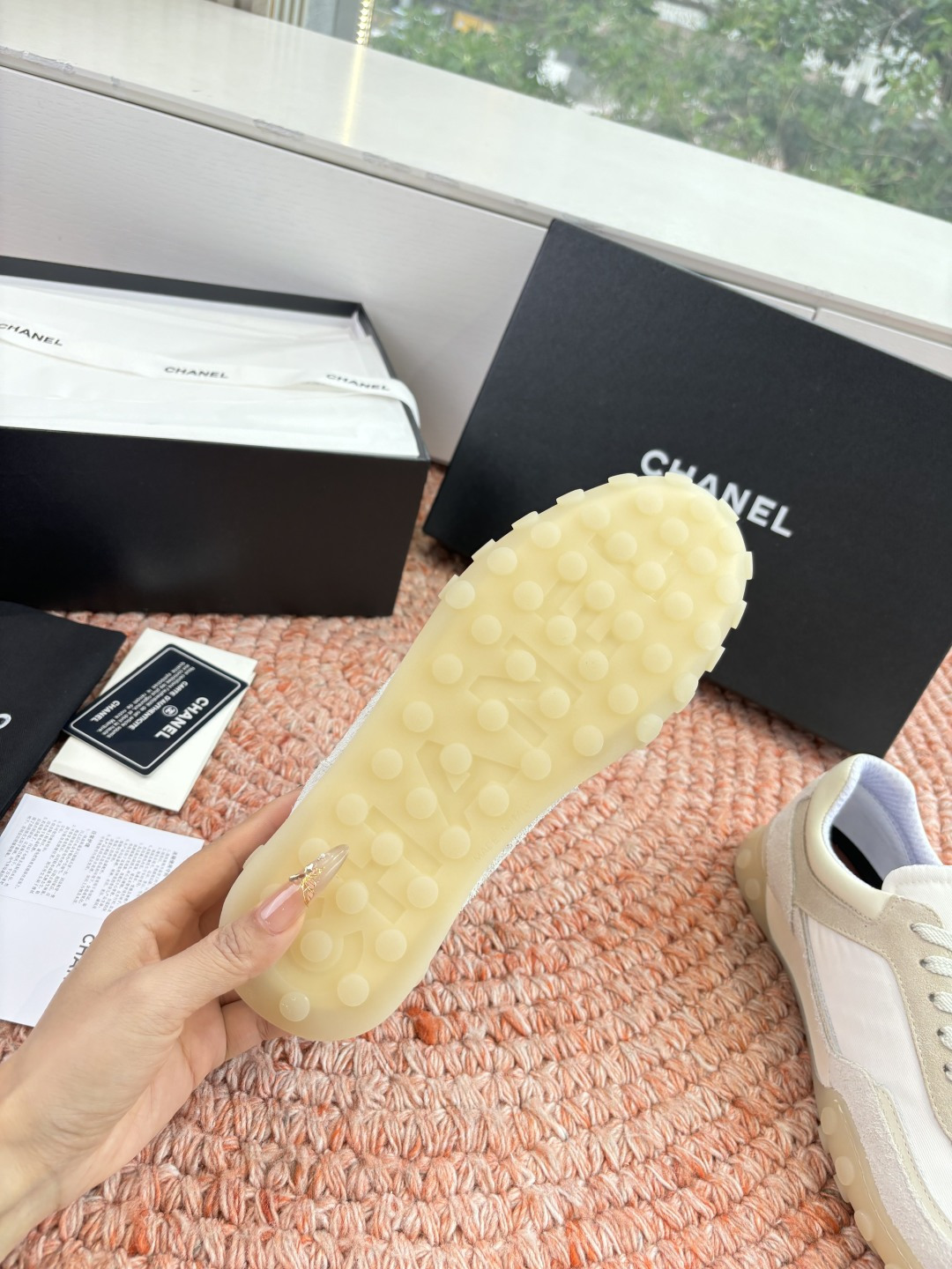 P🌾G266😀CHANEL/香奈儿2026新款小香风麂皮圆头布面运动鞋时尚增高鞋休闲鞋德训鞋面料：磨砂牛