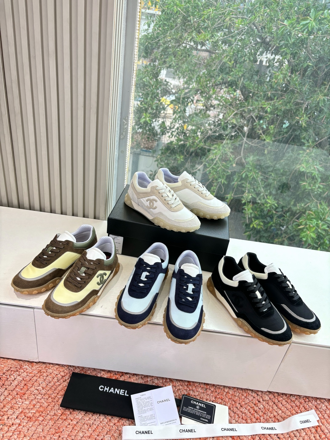 P🌾G266😀CHANEL/香奈儿2026新款小香风麂皮圆头布面运动鞋时尚增高鞋休闲鞋德训鞋面料：磨砂牛