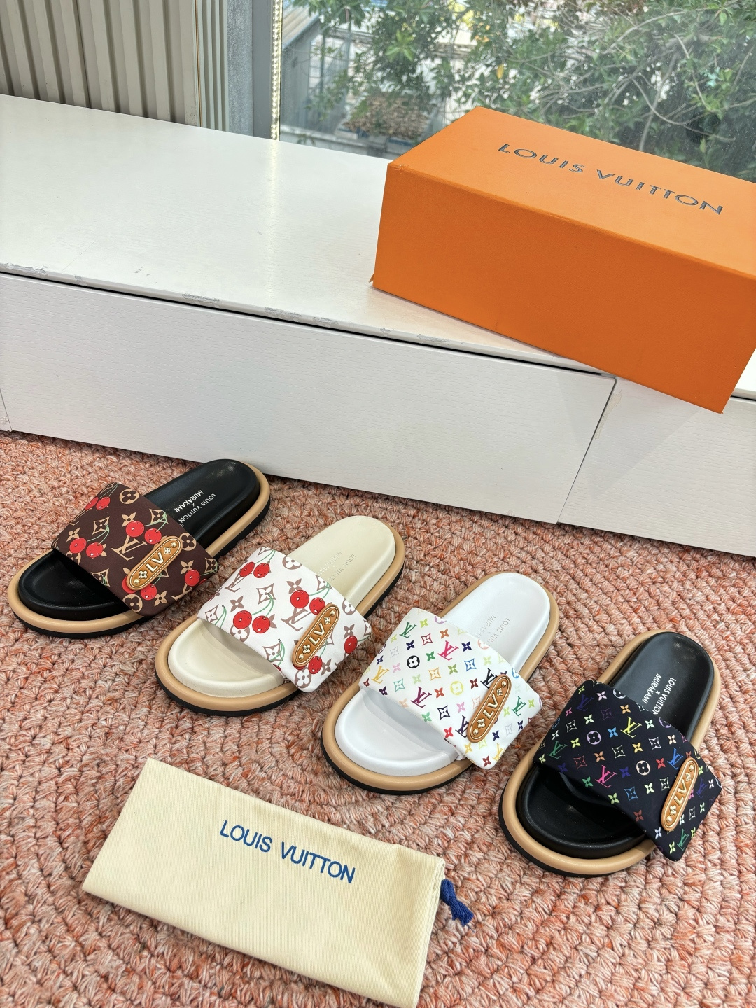 🌾G021顶级品质Louis vuitt路易威蹬lv面包拖拖限定款居家酒店拖鞋 皮草拖鞋頂级品质🔝水貂打