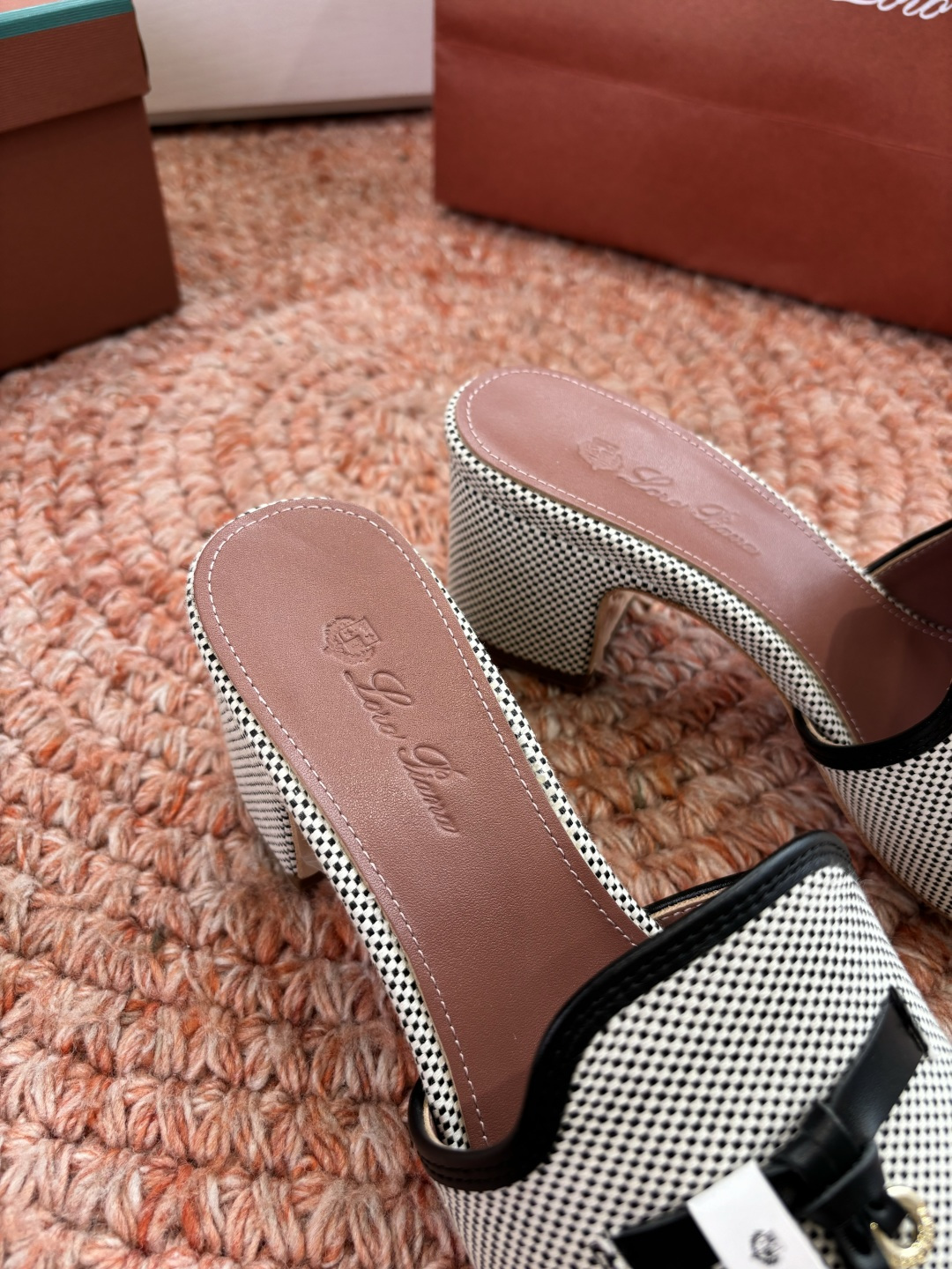 🌾G131😁Loro piana代购级拖鞋lp这款亚麻帆布拖鞋搭配饰有Loro Piana My Cha