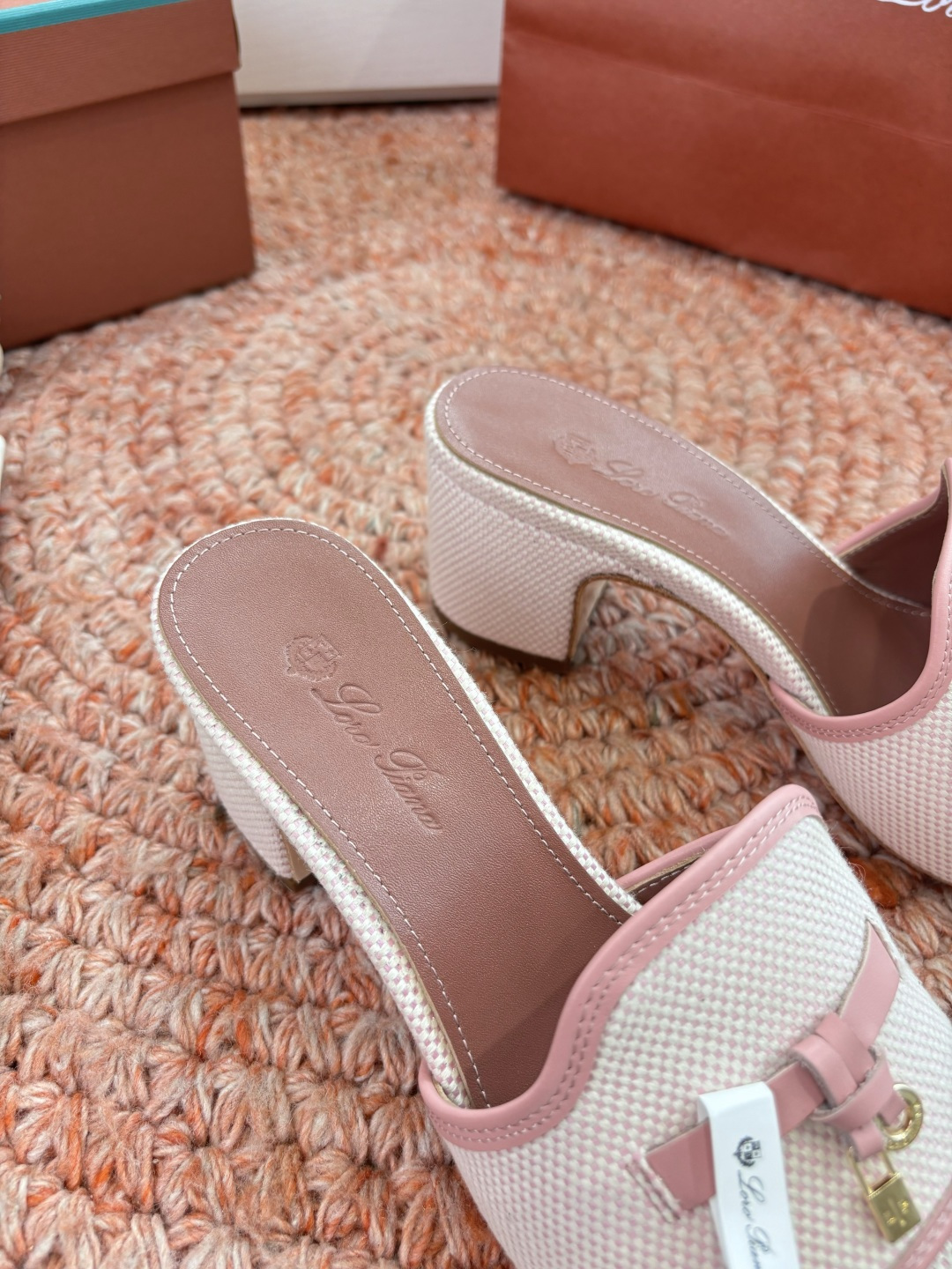 🌾G131😁Loro piana代购级拖鞋lp这款亚麻帆布拖鞋搭配饰有Loro Piana My Cha