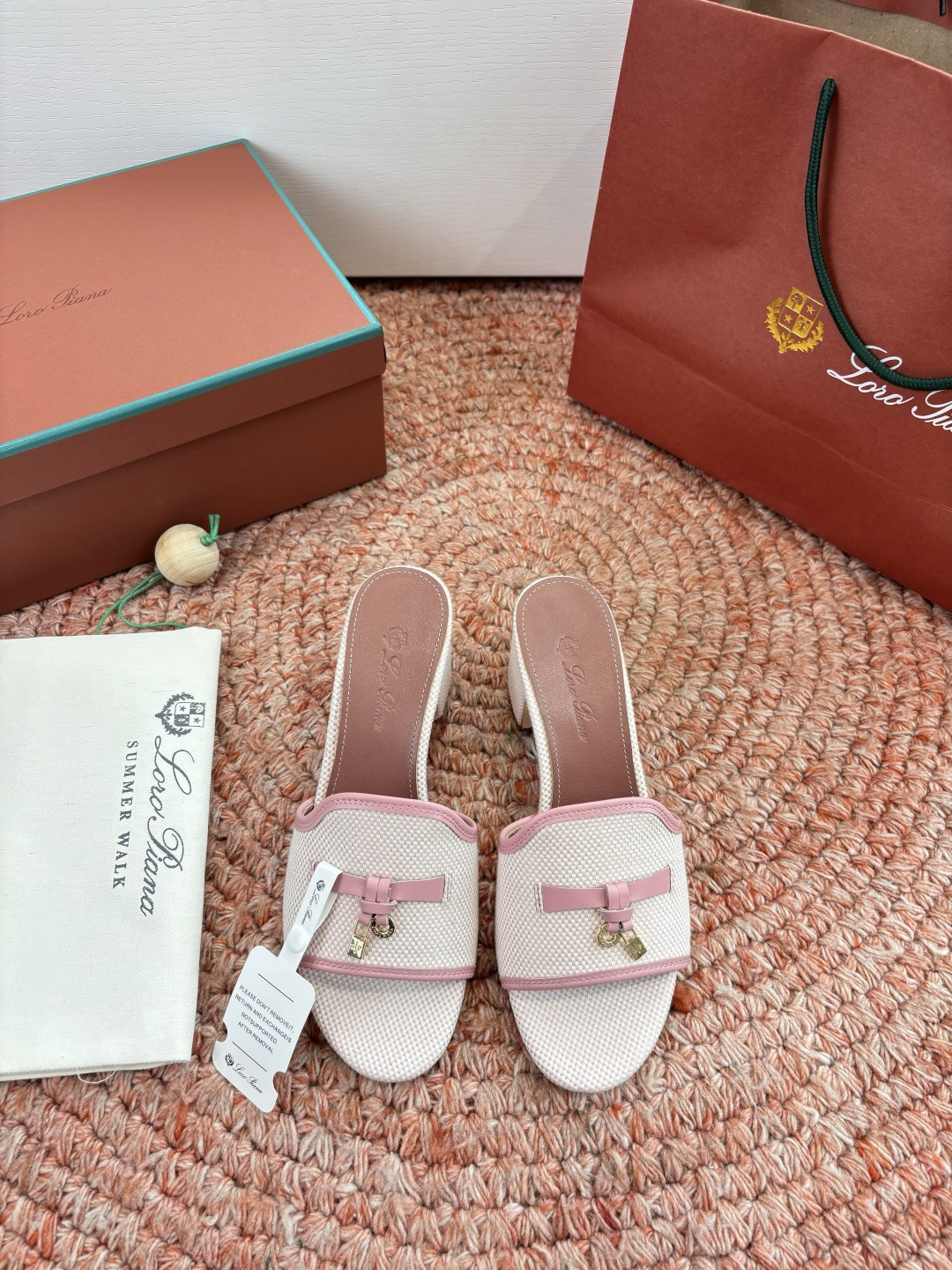 🌾G131😁Loro piana代购级拖鞋lp这款亚麻帆布拖鞋搭配饰有Loro Piana My Cha