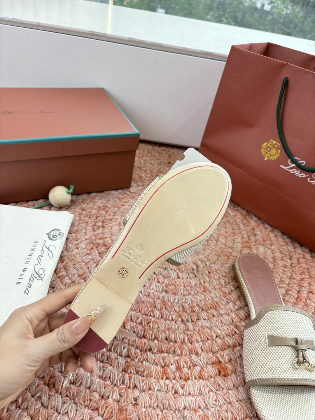 🌾G131😁Loro piana代购级拖鞋lp这款亚麻帆布拖鞋搭配饰有Loro Piana My Cha