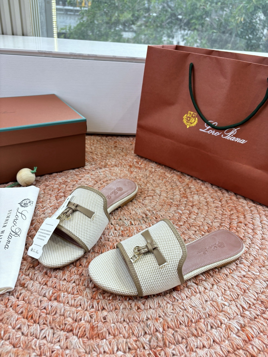 🌾G131😁Loro piana代购级拖鞋lp这款亚麻帆布拖鞋搭配饰有Loro Piana My Cha