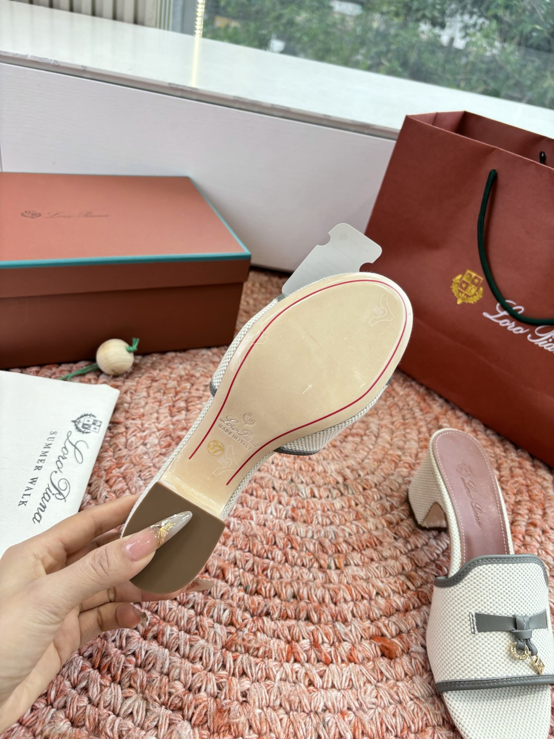 🌾G131😁Loro piana代购级拖鞋lp这款亚麻帆布拖鞋搭配饰有Loro Piana My Cha