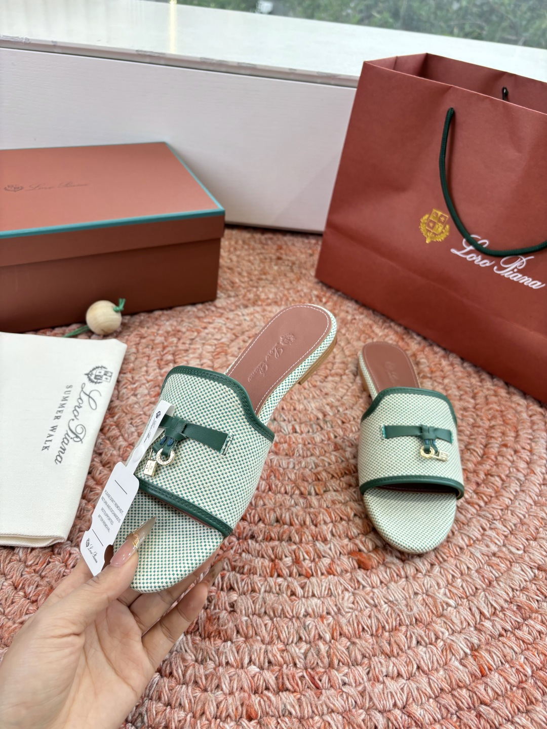 🌾G131😁Loro piana代购级拖鞋lp这款亚麻帆布拖鞋搭配饰有Loro Piana My Cha