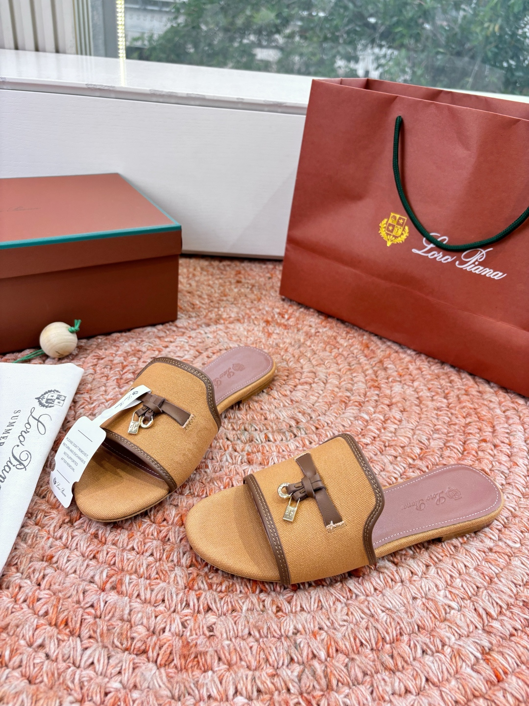 🌾G131😁Loro piana代购级拖鞋lp这款亚麻帆布拖鞋搭配饰有Loro Piana My Cha