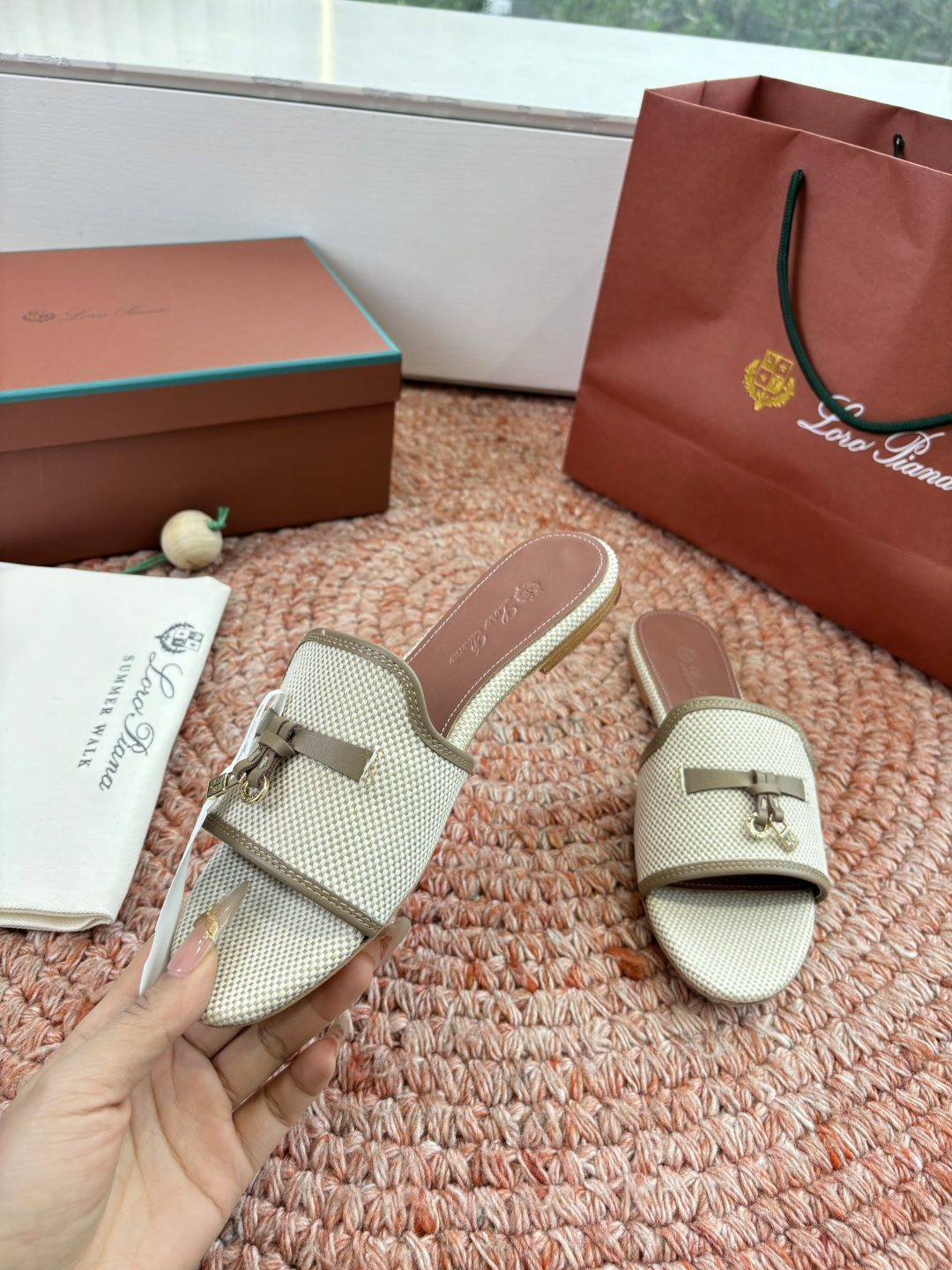 🌾G131😁Loro piana代购级拖鞋lp这款亚麻帆布拖鞋搭配饰有Loro Piana My Cha