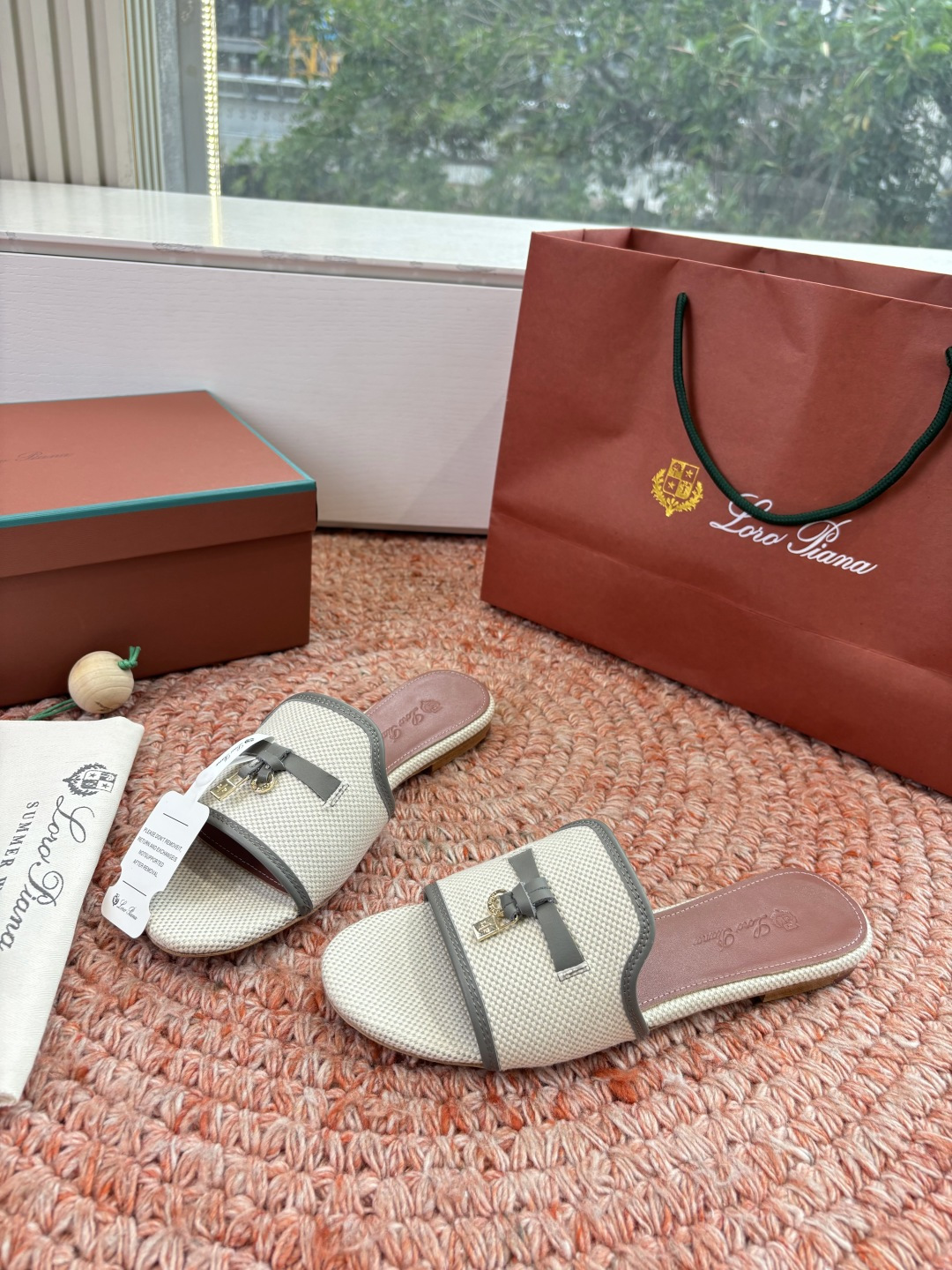 🌾G131😁Loro piana代购级拖鞋lp这款亚麻帆布拖鞋搭配饰有Loro Piana My Cha