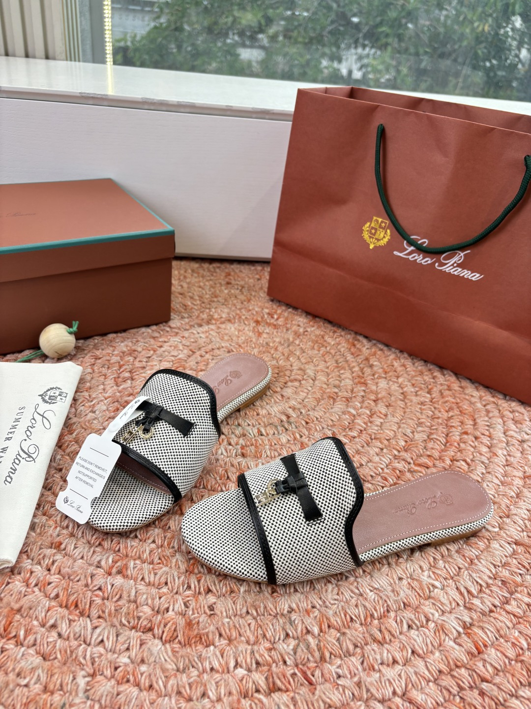 🌾G131😁Loro piana代购级拖鞋lp这款亚麻帆布拖鞋搭配饰有Loro Piana My Cha