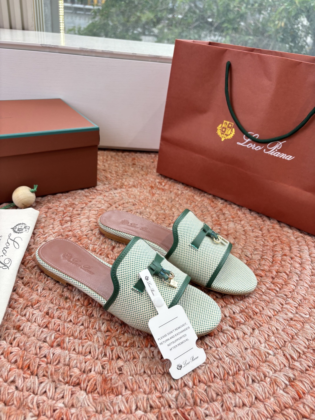 🌾G131😁Loro piana代购级拖鞋lp这款亚麻帆布拖鞋搭配饰有Loro Piana My Cha