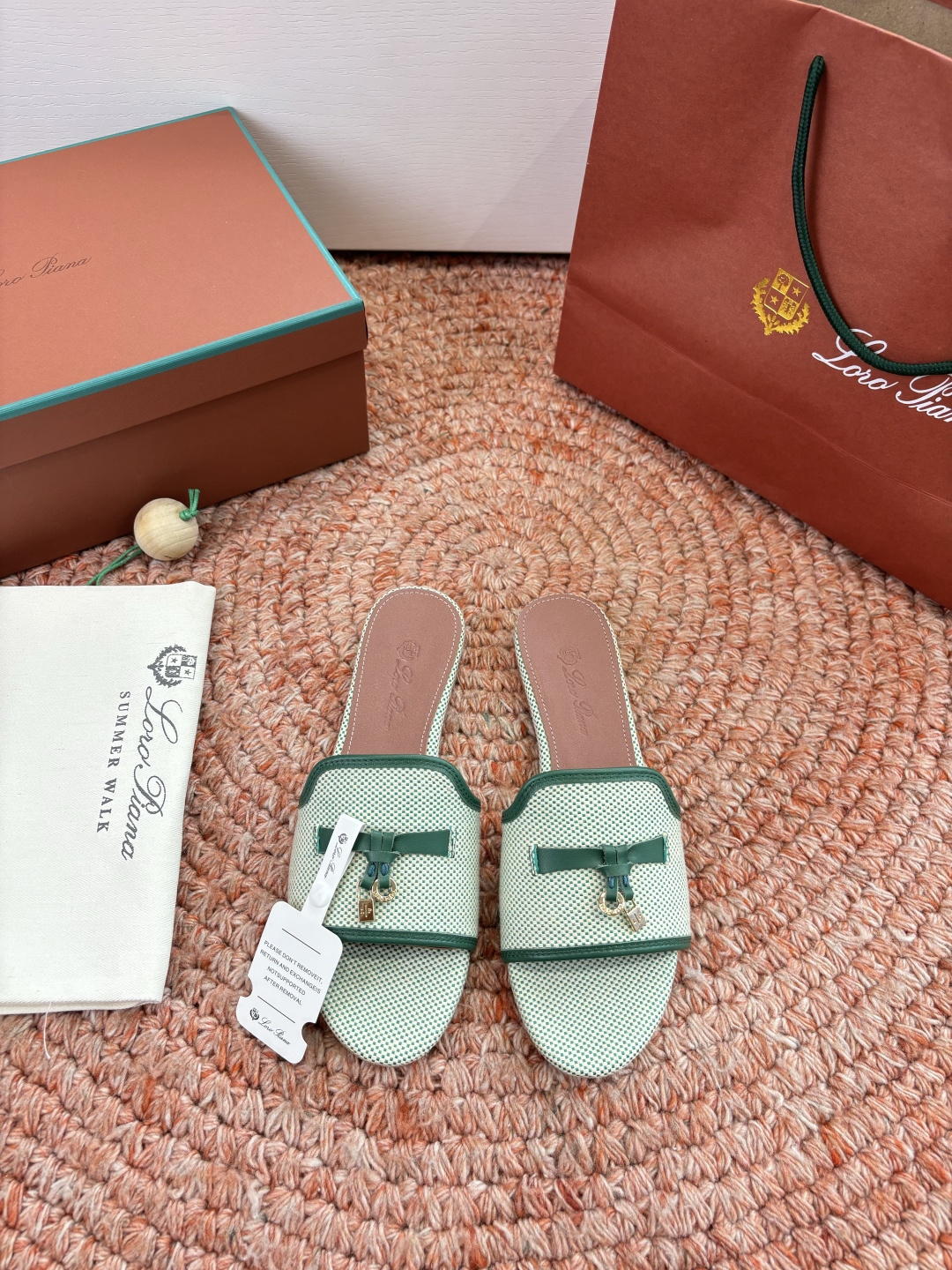 🌾G131😁Loro piana代购级拖鞋lp这款亚麻帆布拖鞋搭配饰有Loro Piana My Cha