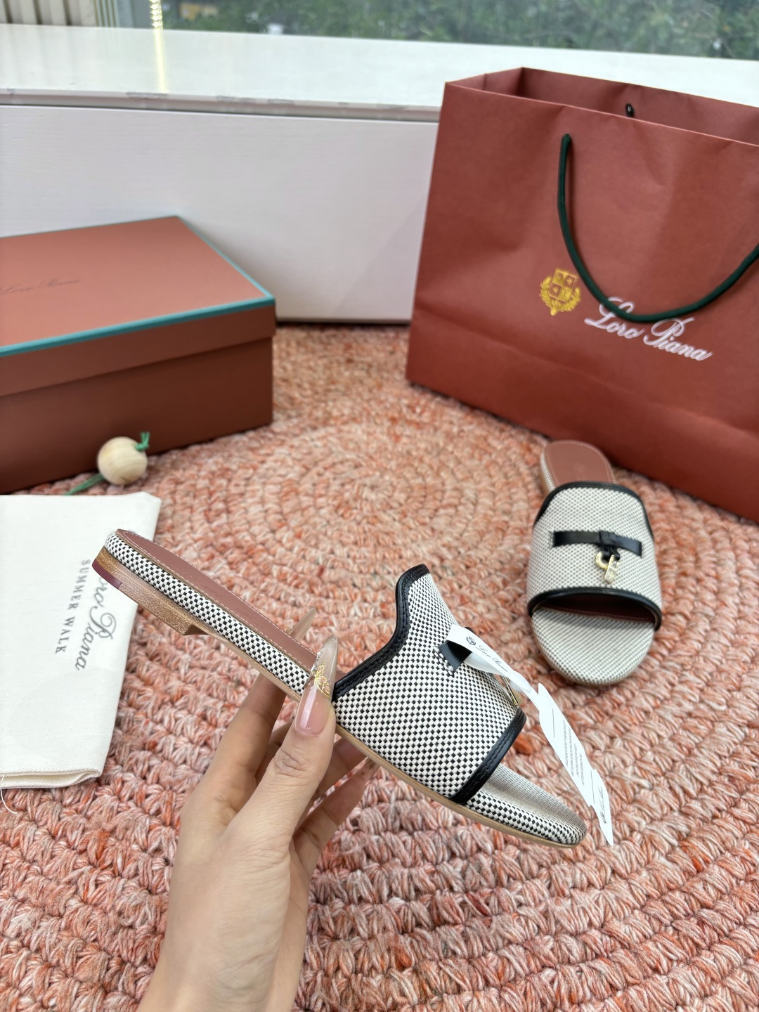 🌾G131😁Loro piana代购级拖鞋lp这款亚麻帆布拖鞋搭配饰有Loro Piana My Cha