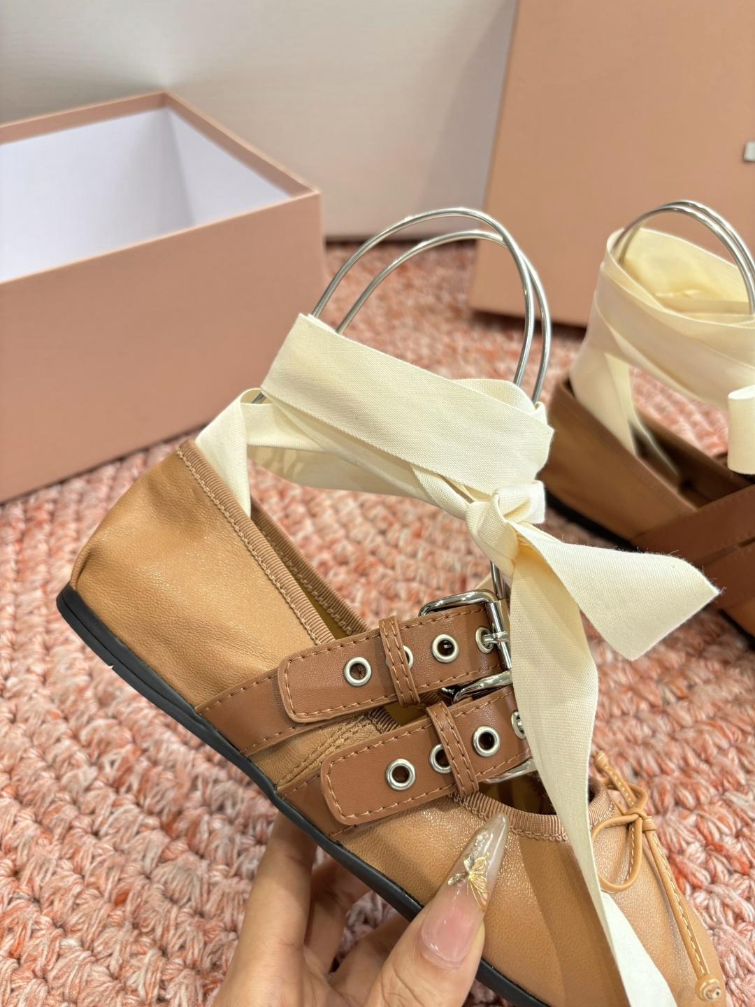 🌾G027代购级Miu Miu 缪缪玛丽珍单鞋女士蝴蝶结装饰缎面芭蕾舞独家高版 Miu Miu新款平底芭