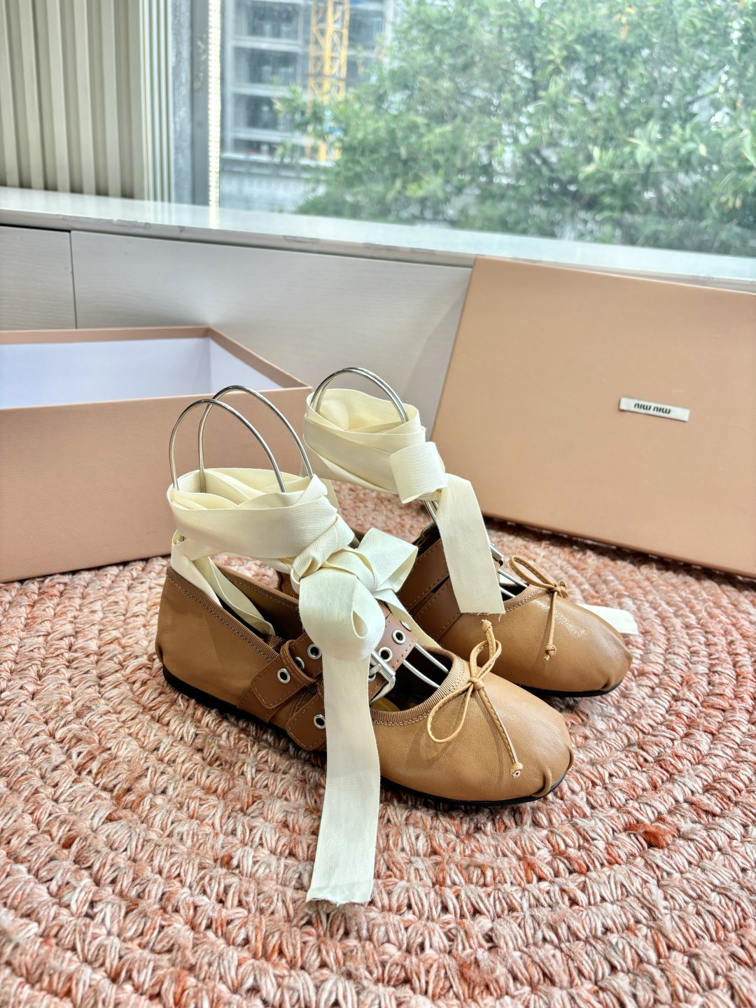 🌾G027代购级Miu Miu 缪缪玛丽珍单鞋女士蝴蝶结装饰缎面芭蕾舞独家高版 Miu Miu新款平底芭