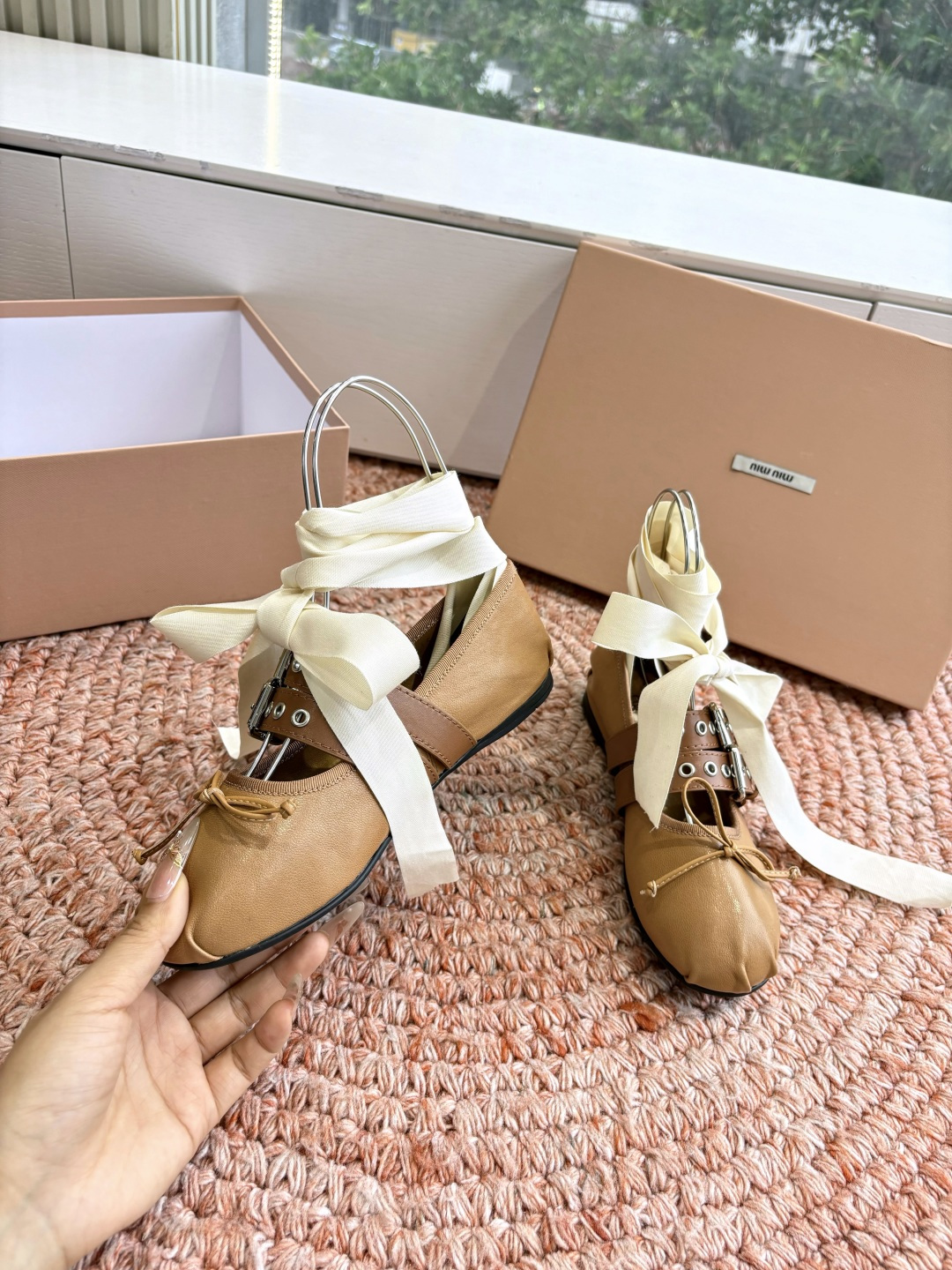 🌾G027代购级Miu Miu 缪缪玛丽珍单鞋女士蝴蝶结装饰缎面芭蕾舞独家高版 Miu Miu新款平底芭