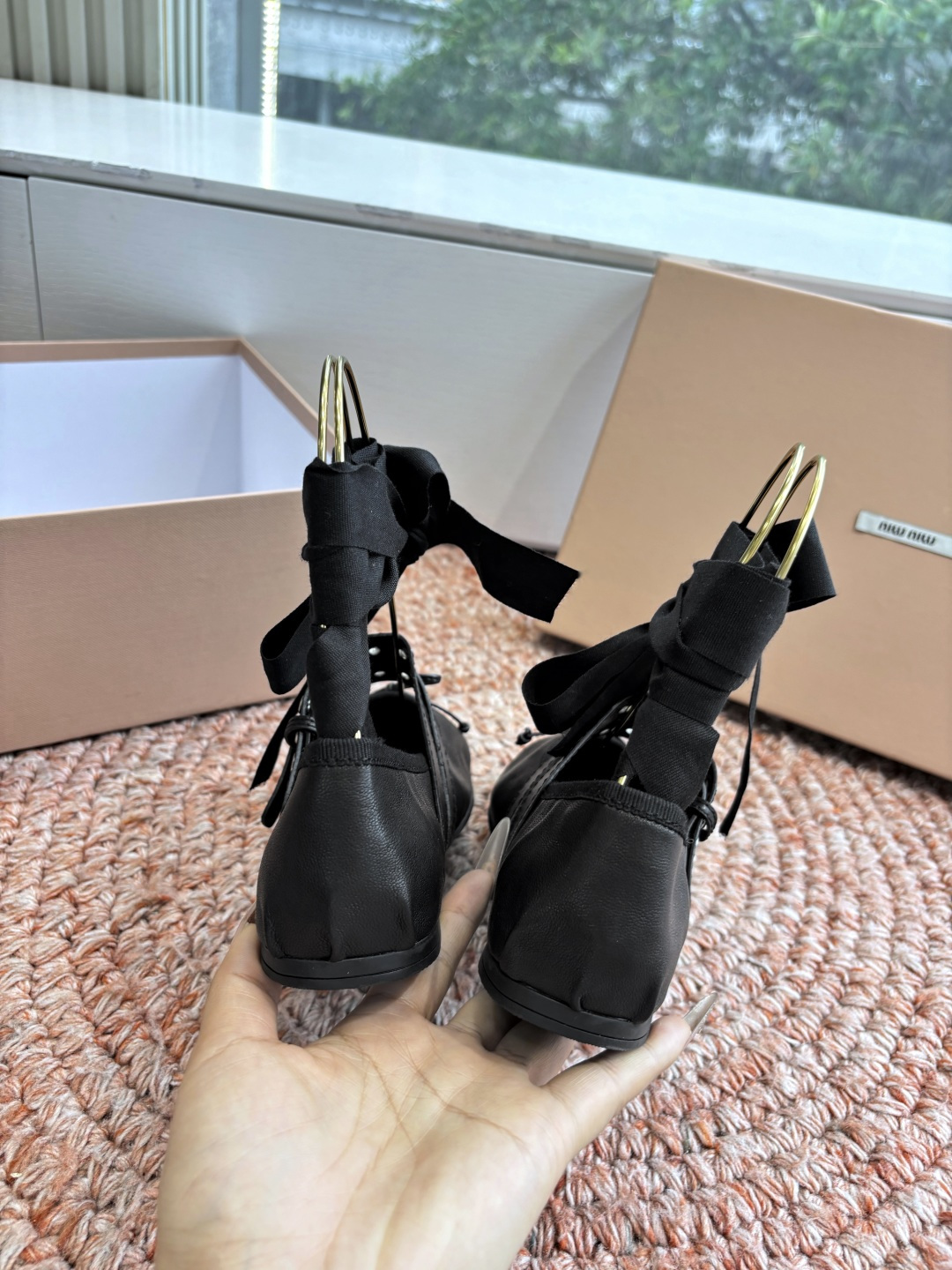 🌾G027代购级Miu Miu 缪缪玛丽珍单鞋女士蝴蝶结装饰缎面芭蕾舞独家高版 Miu Miu新款平底芭