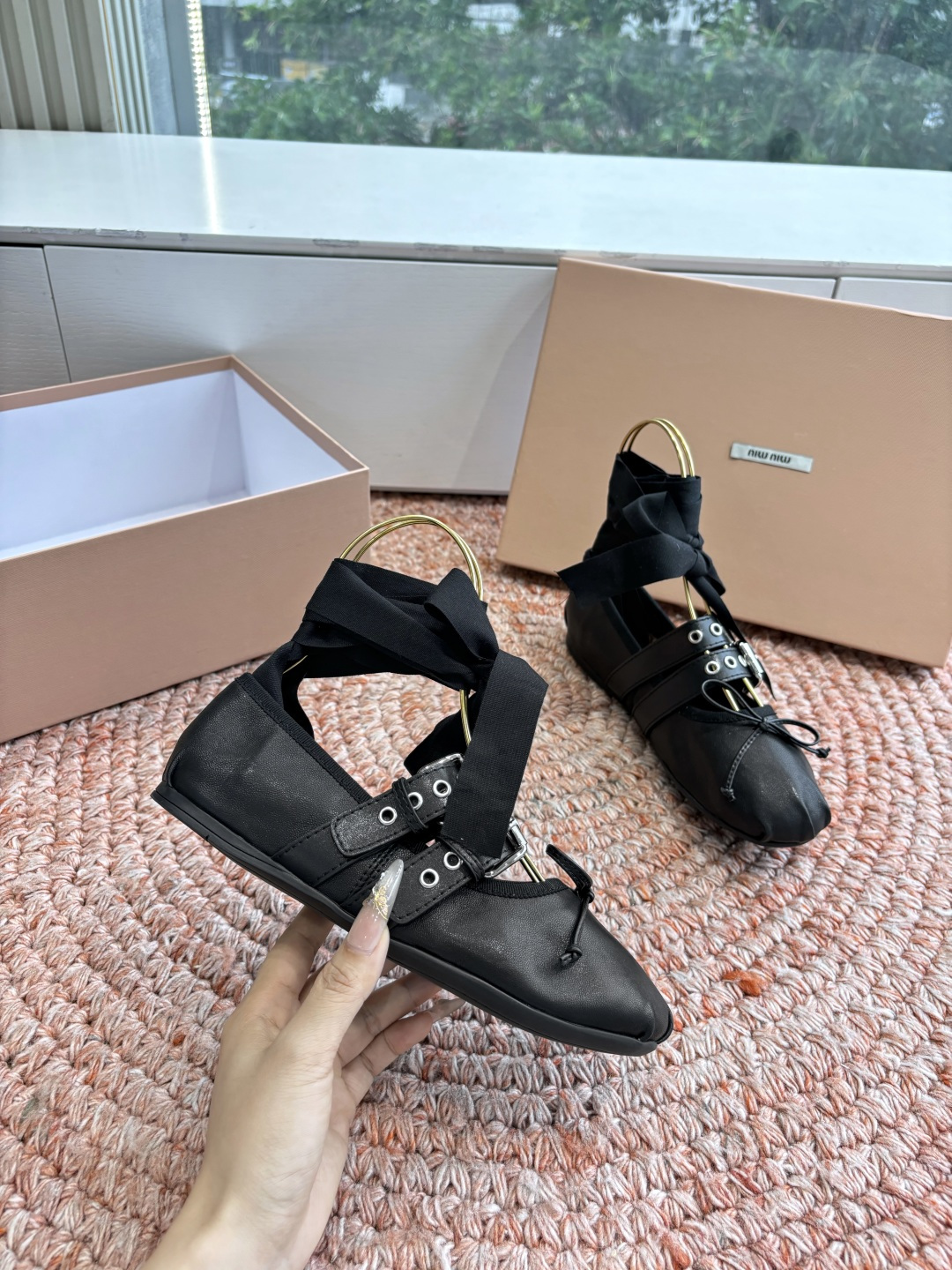 🌾G027代购级Miu Miu 缪缪玛丽珍单鞋女士蝴蝶结装饰缎面芭蕾舞独家高版 Miu Miu新款平底芭