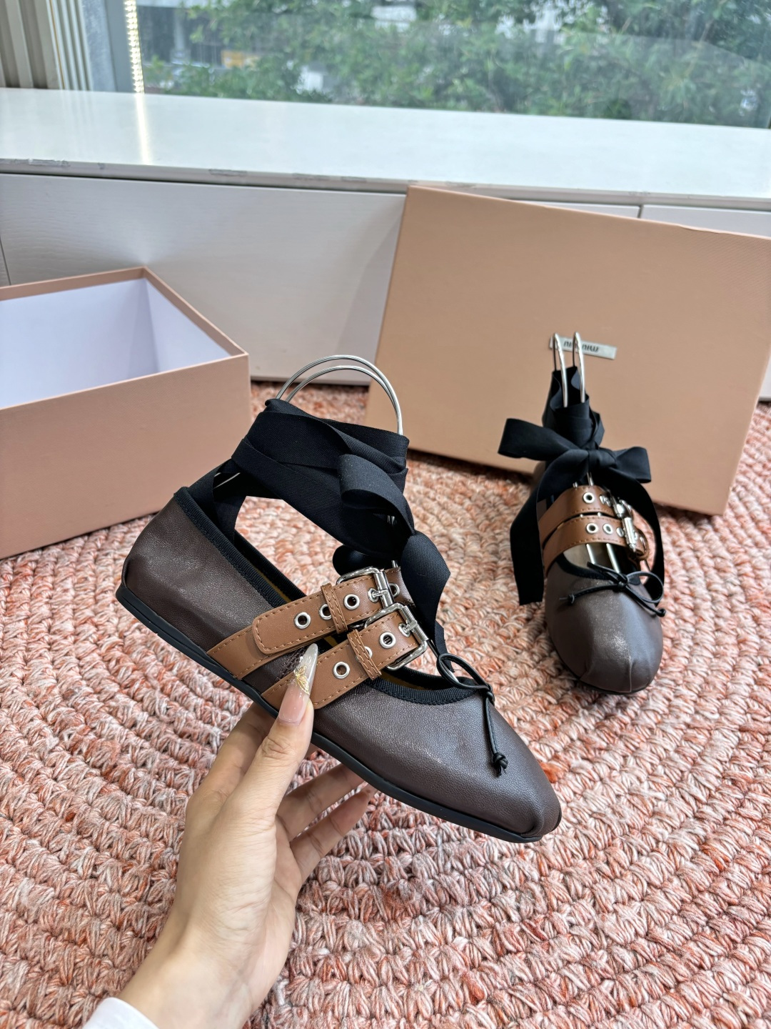 🌾G027代购级Miu Miu 缪缪玛丽珍单鞋女士蝴蝶结装饰缎面芭蕾舞独家高版 Miu Miu新款平底芭