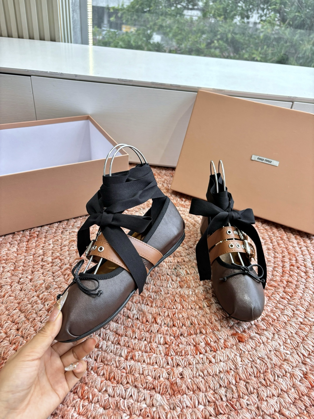 🌾G027代购级Miu Miu 缪缪玛丽珍单鞋女士蝴蝶结装饰缎面芭蕾舞独家高版 Miu Miu新款平底芭