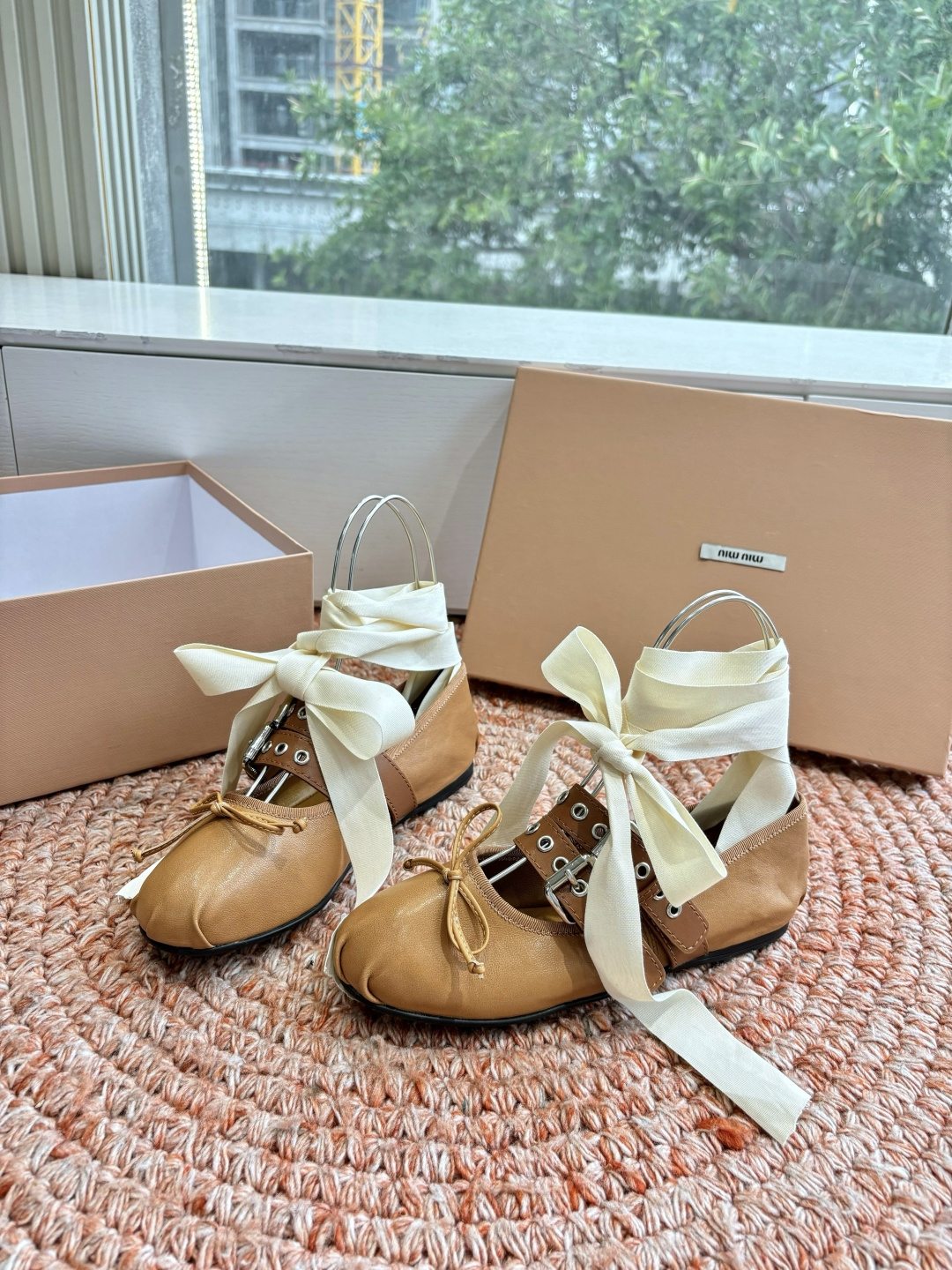 🌾G027代购级Miu Miu 缪缪玛丽珍单鞋女士蝴蝶结装饰缎面芭蕾舞独家高版 Miu Miu新款平底芭