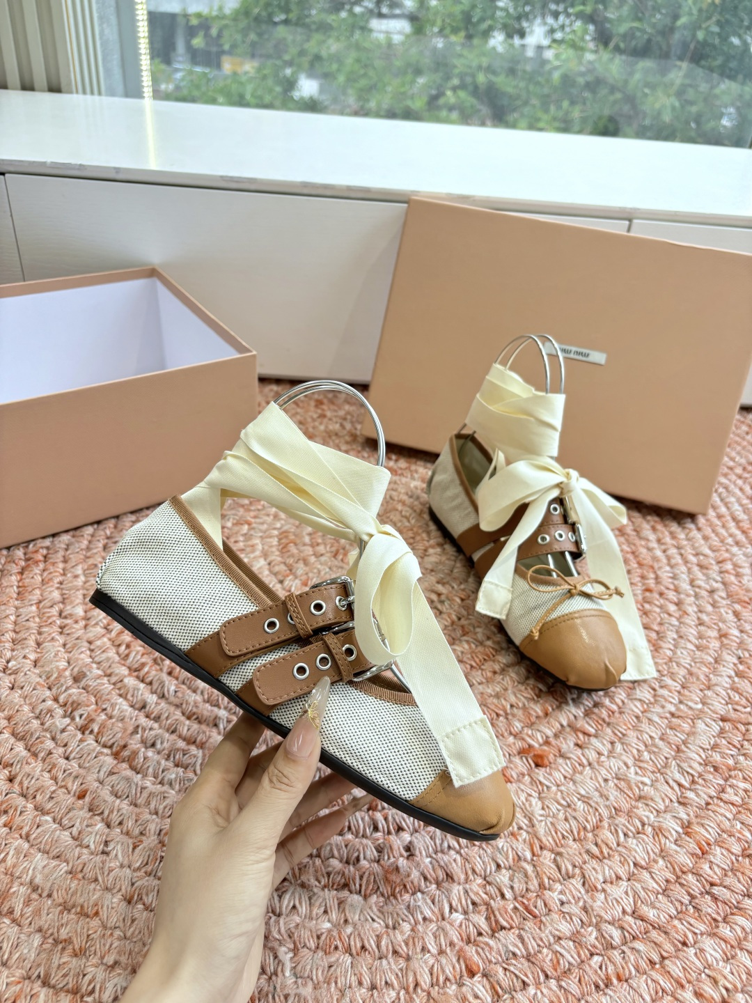 🌾G027代购级Miu Miu 缪缪玛丽珍单鞋女士蝴蝶结装饰缎面芭蕾舞独家高版 Miu Miu新款平底芭