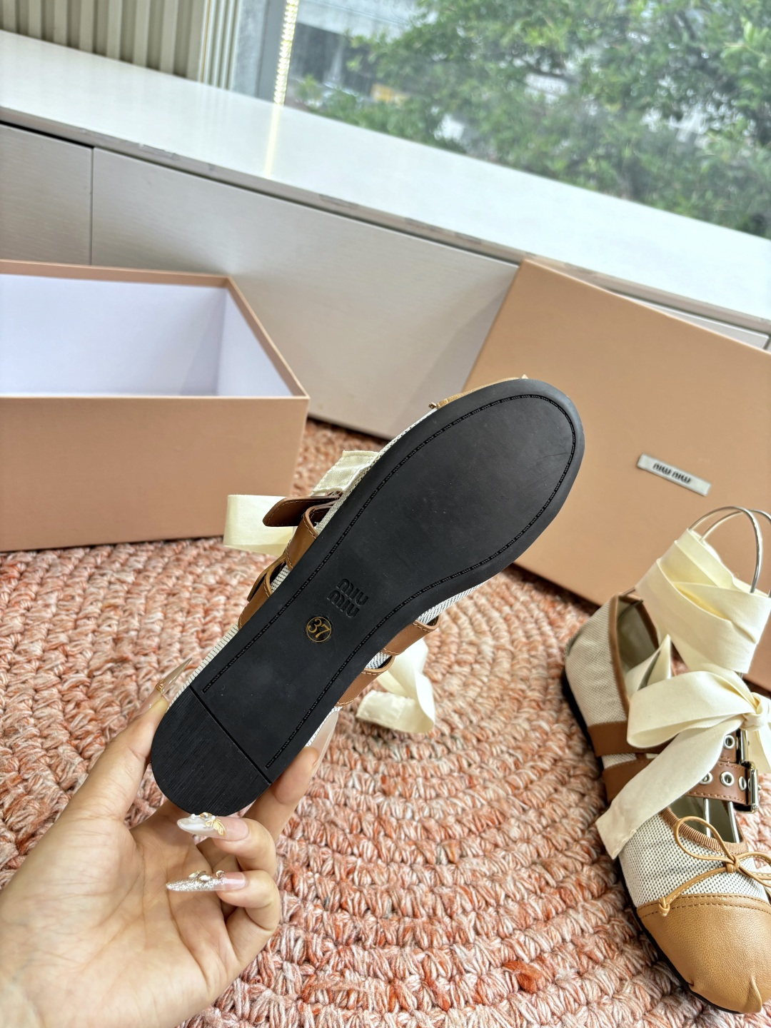 🌾G027代购级Miu Miu 缪缪玛丽珍单鞋女士蝴蝶结装饰缎面芭蕾舞独家高版 Miu Miu新款平底芭