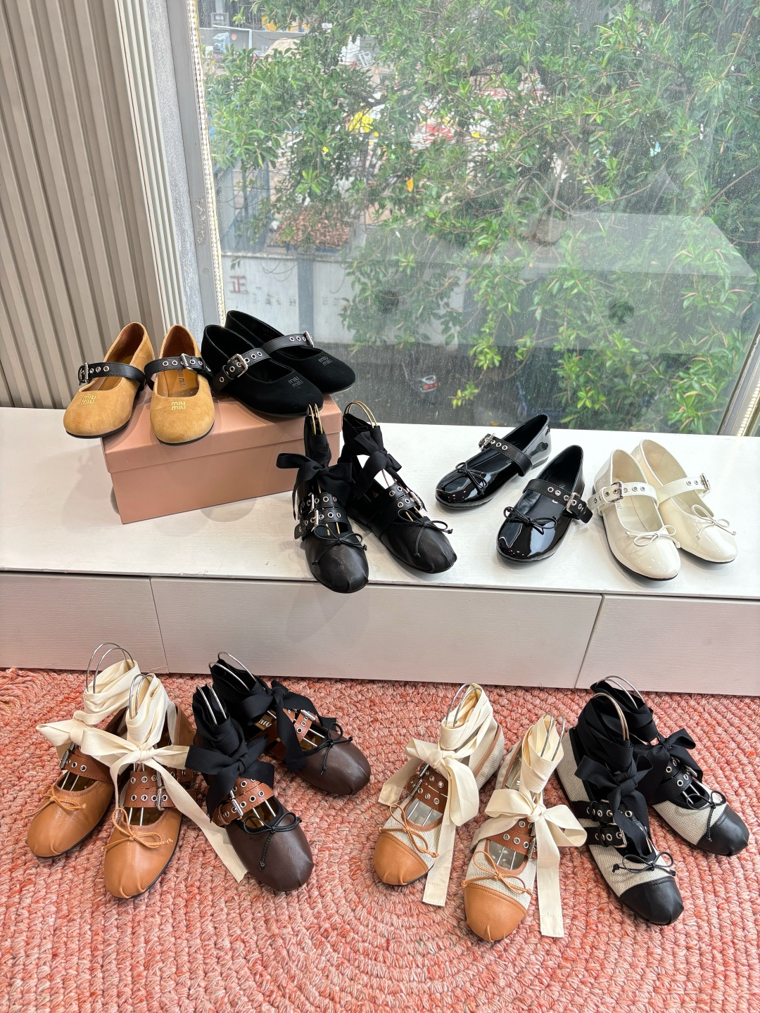 🌾G027代购级Miu Miu 缪缪玛丽珍单鞋女士蝴蝶结装饰缎面芭蕾舞独家高版 Miu Miu新款平底芭