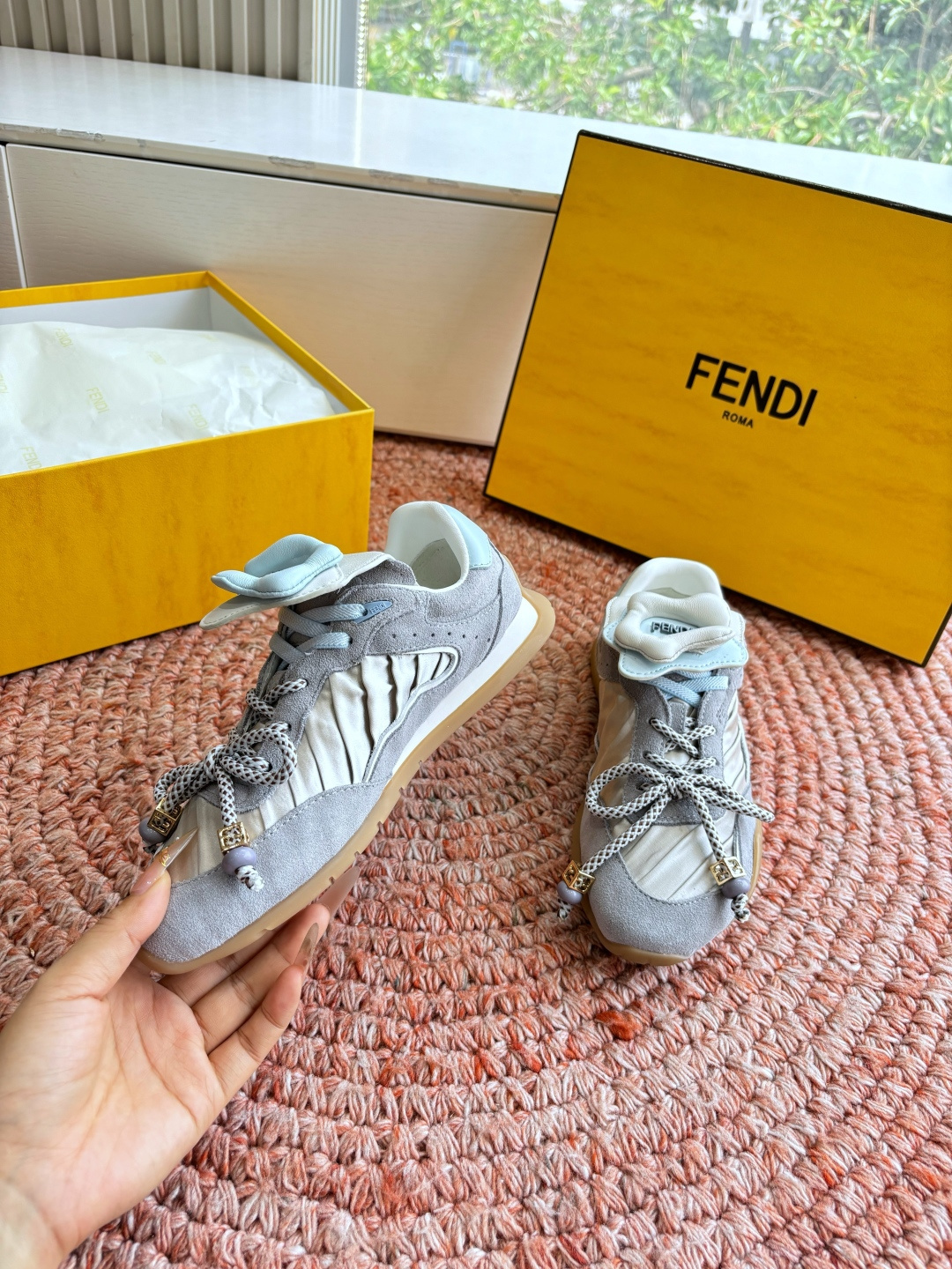 🌾G029顶级品质𝐅𝐄𝐍𝐃𝐈｜26春夏新款Wave Pulsea魔术贴德训阿甘鞋把春天穿在脚上立体花朵装