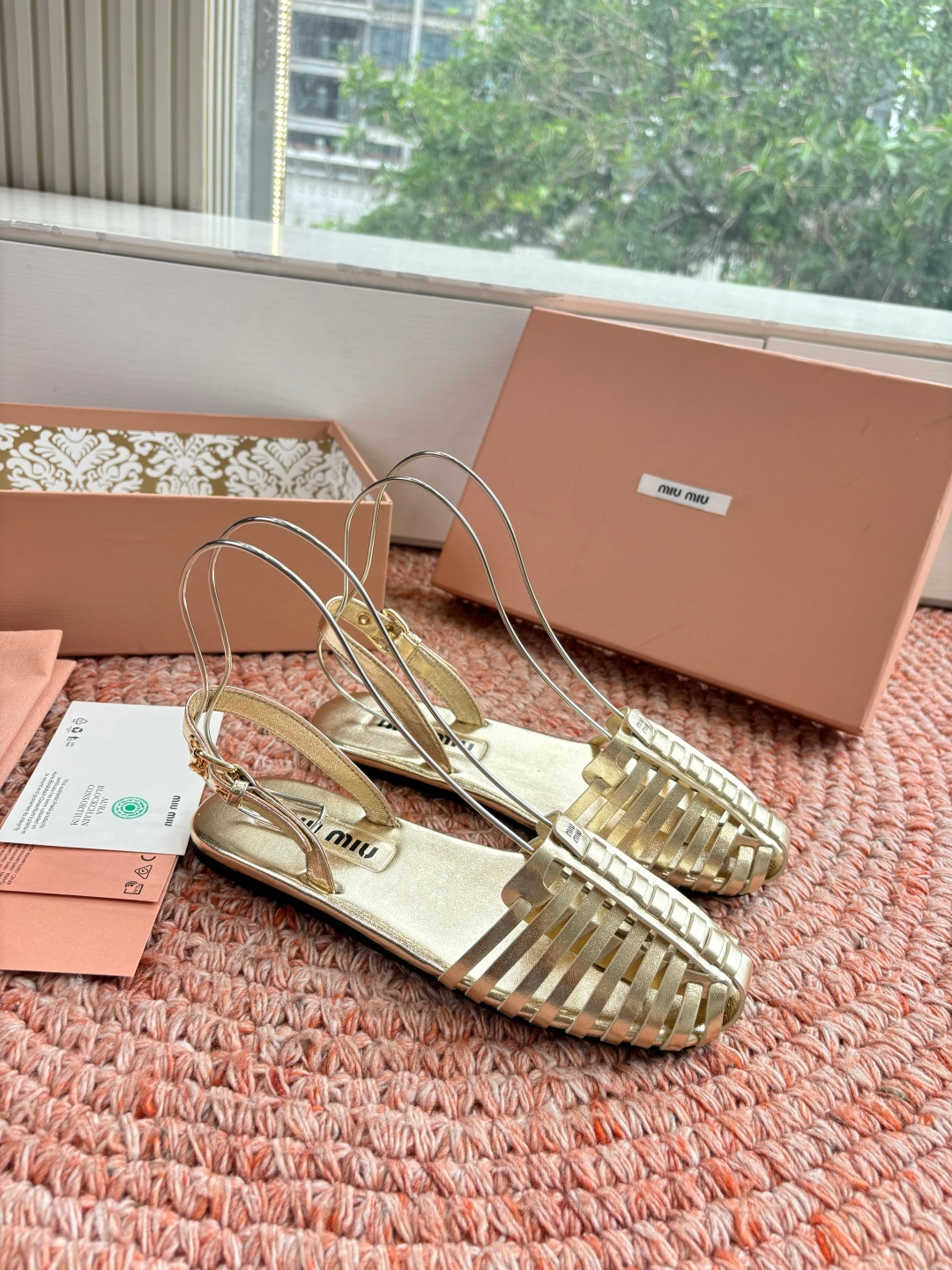 🌾G0286代购级独家上新Miu Miu2026牛皮半拖Zp开发 手工羊皮编织麻花菱格平底拖鞋秒杀市面版