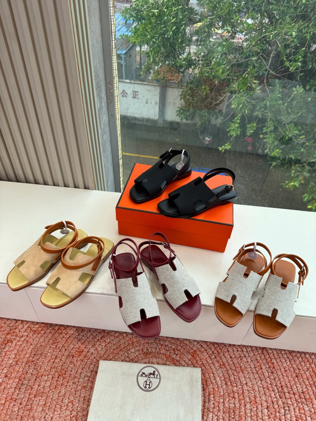 🌾G203高端品质H家 2026春夏新款 HERMES爱马仕H凉鞋一字平底真皮外穿凉鞋女扣平底金属银扣真