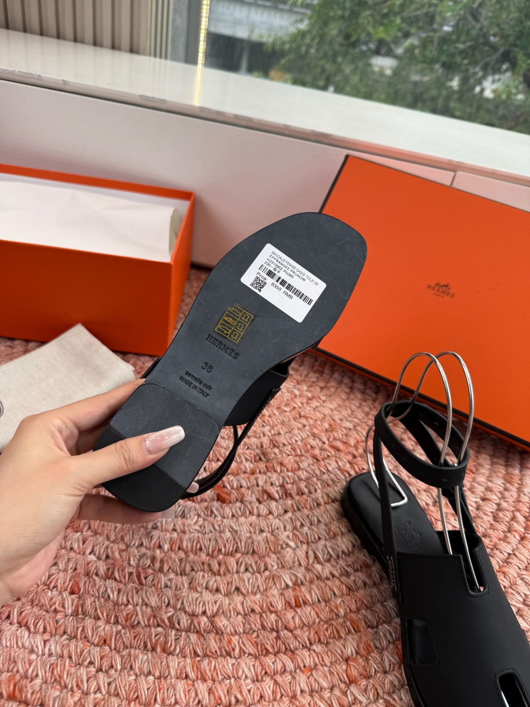 🌾G203高端品质H家 2026春夏新款 HERMES爱马仕H凉鞋一字平底真皮外穿凉鞋女扣平底金属银扣真