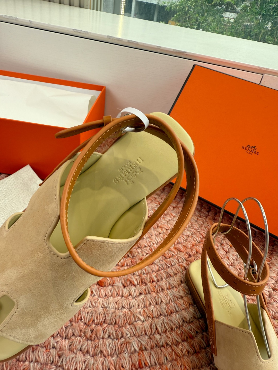 🌾G203高端品质H家 2026春夏新款 HERMES爱马仕H凉鞋一字平底真皮外穿凉鞋女扣平底金属银扣真